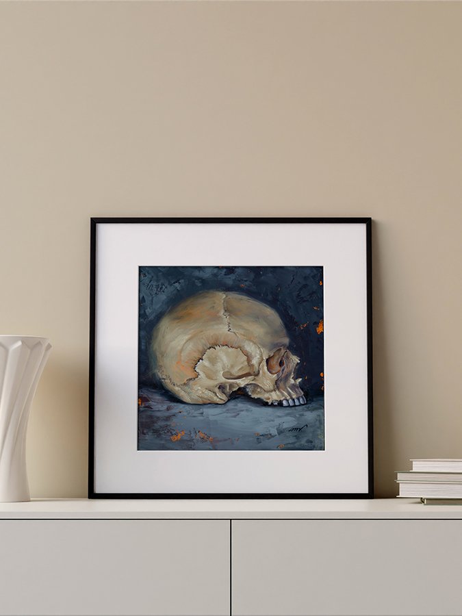 Human Skull - 8x8 inch Fine Art Giclee Print - Open Edition
