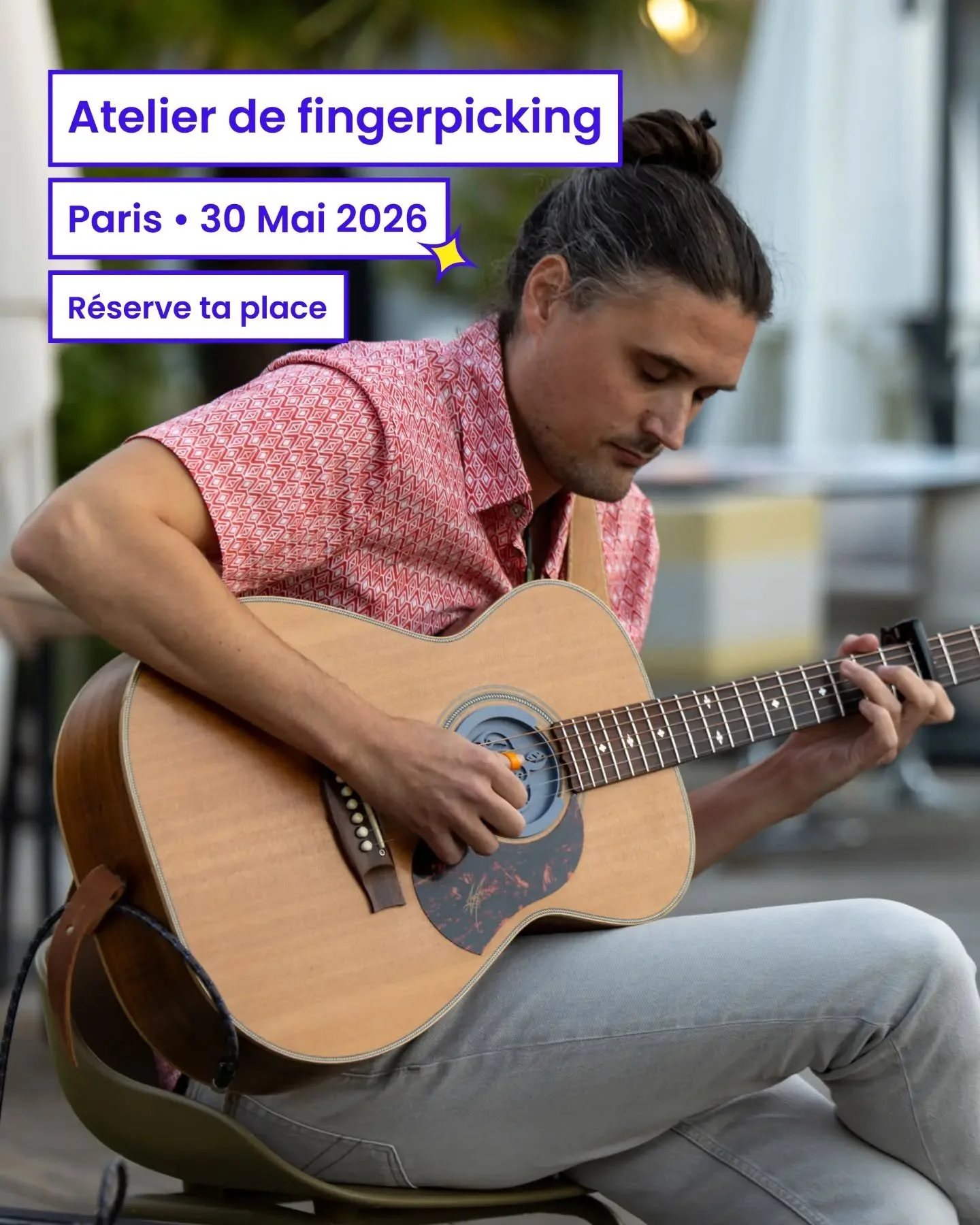 👋 J'organise un atelier de d&eacute;couverte fingerpicking &agrave; Paris le 30 mai prochain et il reste des places. Pendant 3 heures, nous explorerons ce monde intriguant qui consiste &agrave; jouer la basse, les accords et la m&eacute;lodie en m&e