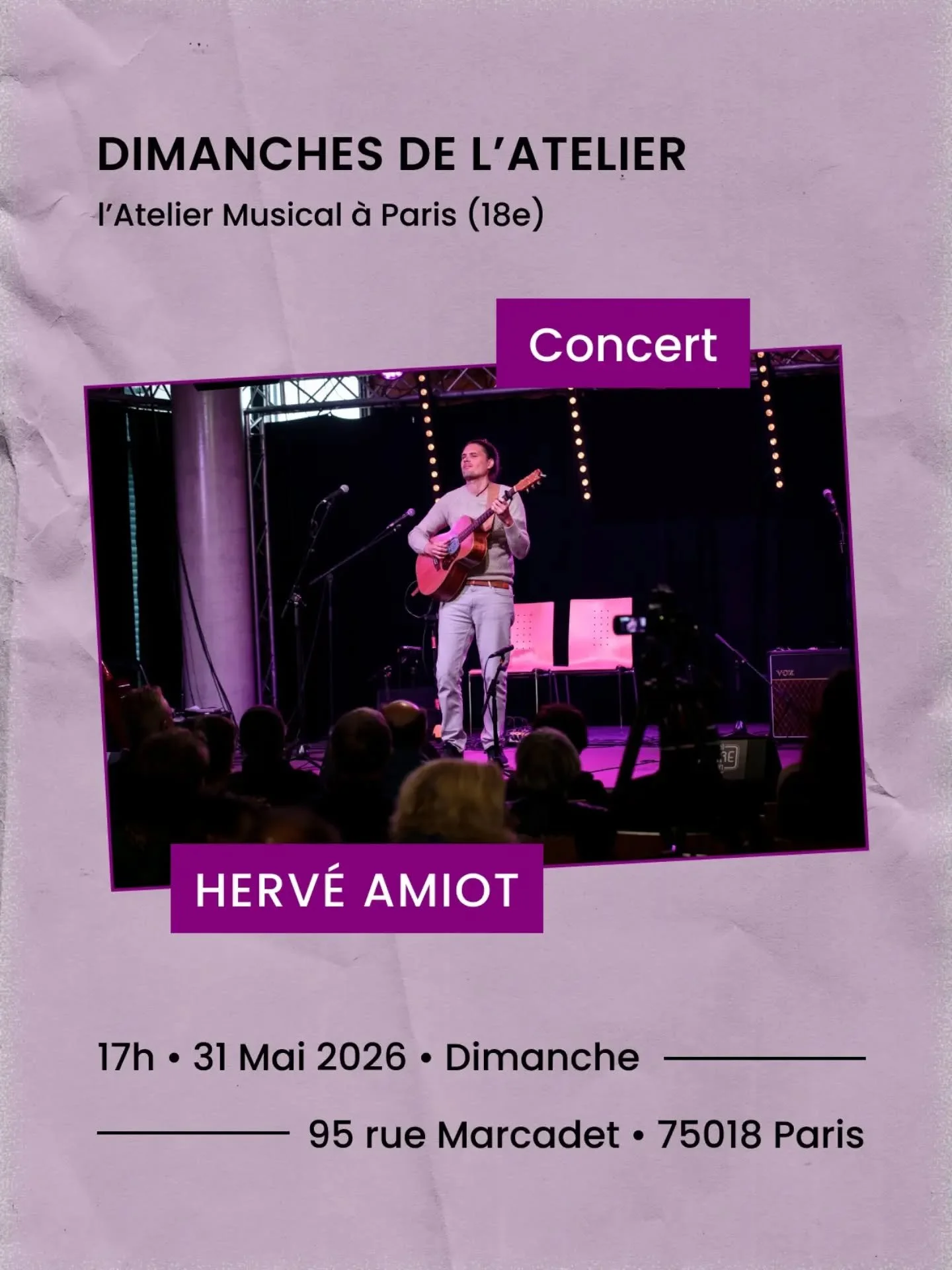 Je serai en concert &agrave; Paris dimanche 31 mai, &agrave; @ateliermusicalparisseine 🎶
Si vous &ecirc;tes dans les parages, je serais ravi de vous y voir 😃