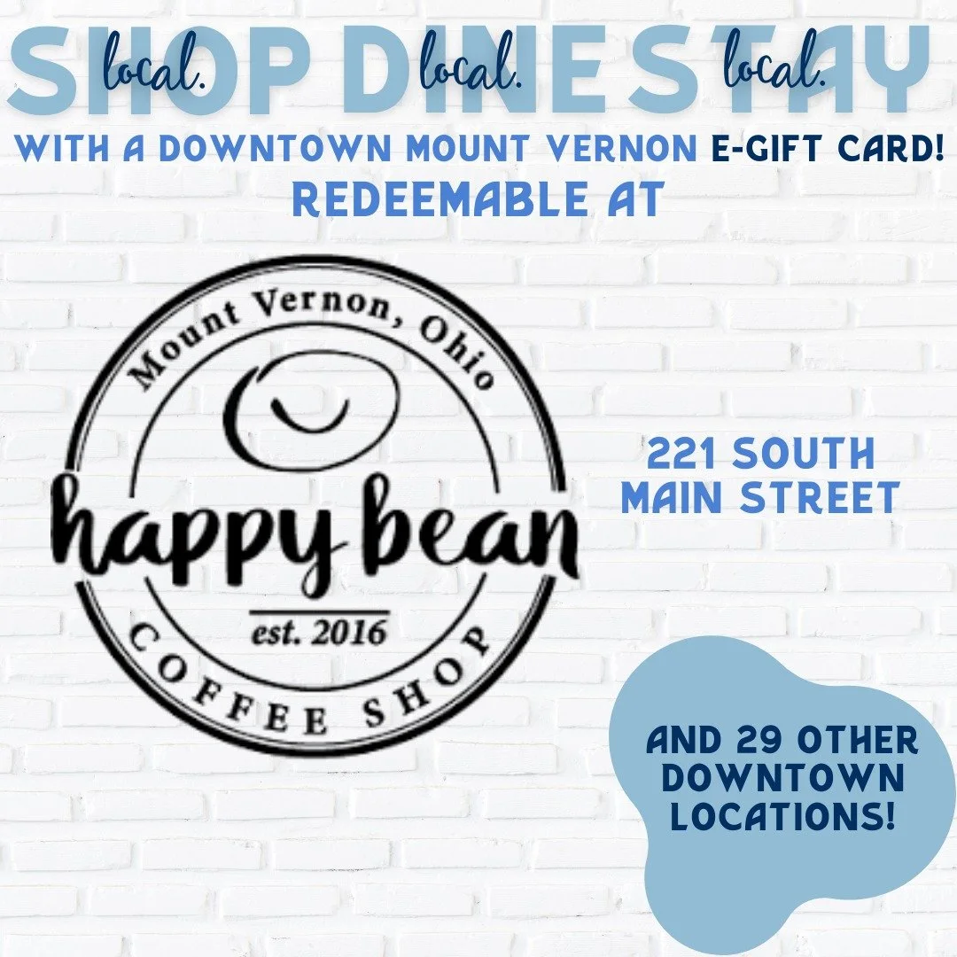 ☕ Downtown Gift Card Spotlight: @happybeanohio ☕
Start your day with a smile at Happy Bean, where coffee, pastries, and cozy vibes await.
Yep, the Downtown Gift Card is accepted here too!
#CoffeeTime #ShopMV #MVGiftCard
Grab a Downtown Mount Vernon e