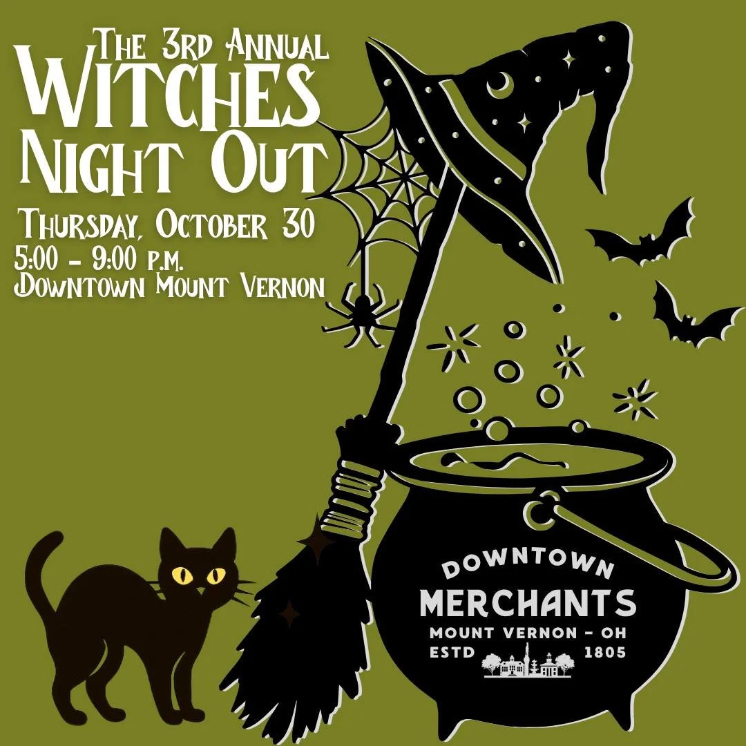 Broom service is ready! ✨ Will we see you gliding into Downtown for the 3rd Annual Witches Night Out hosted by the Mount Vernon Downtown Merchants? 🧙&zwj;♀️