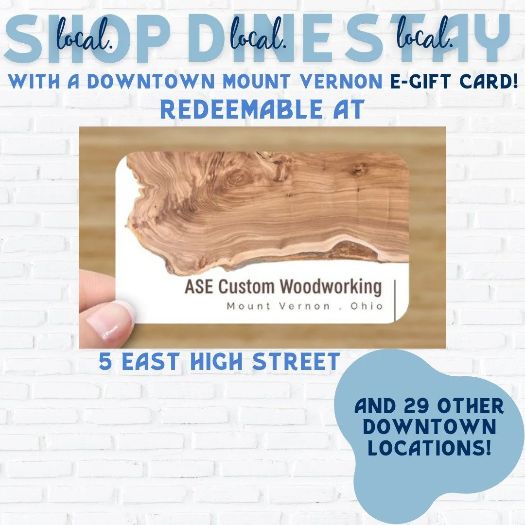 ✨ Downtown Gift Card Spotlight: ASE Custom Woodworking 🔨
Looking for handcrafted quality? At ASE Custom Woodworking, you&rsquo;ll find beautiful pieces crafted with care right here in Mount Vernon.
They accept the Downtown Mount Vernon Downtown Gift