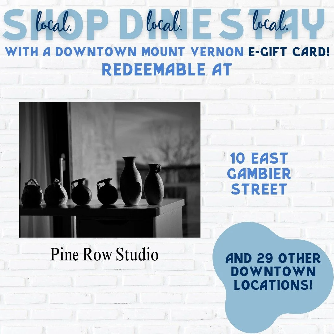 🎨Downtown Gift Card Spotlight: Pine Row Studio 🍶
Pine Row Studio is a fully equipped pottery studio and gallery featuring functional and sculptural ceramics by Pamela Woodworth.
The downtown gift card is accepted here, making it easy to shop for ha