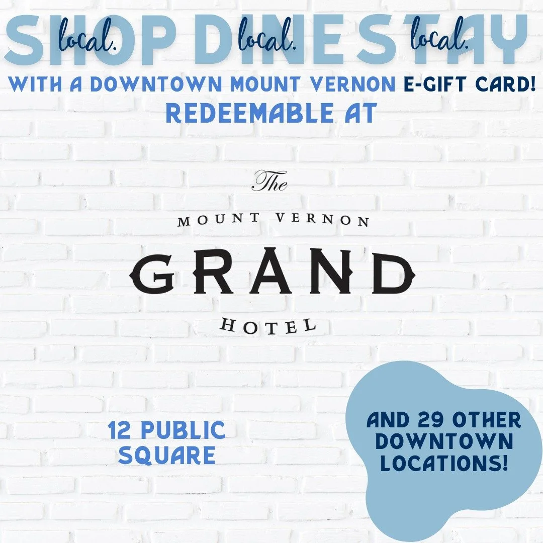 🏨 Downtown Gift Card Spotlight: Mount Vernon Grand Hotel 🏨
Planning a stay or welcoming guests? The Mount Vernon Grand Hotel offers historic charm and modern comfort.
The Downtown Gift Card is accepted here. Buy one here: https://app.yiftee.com/gif