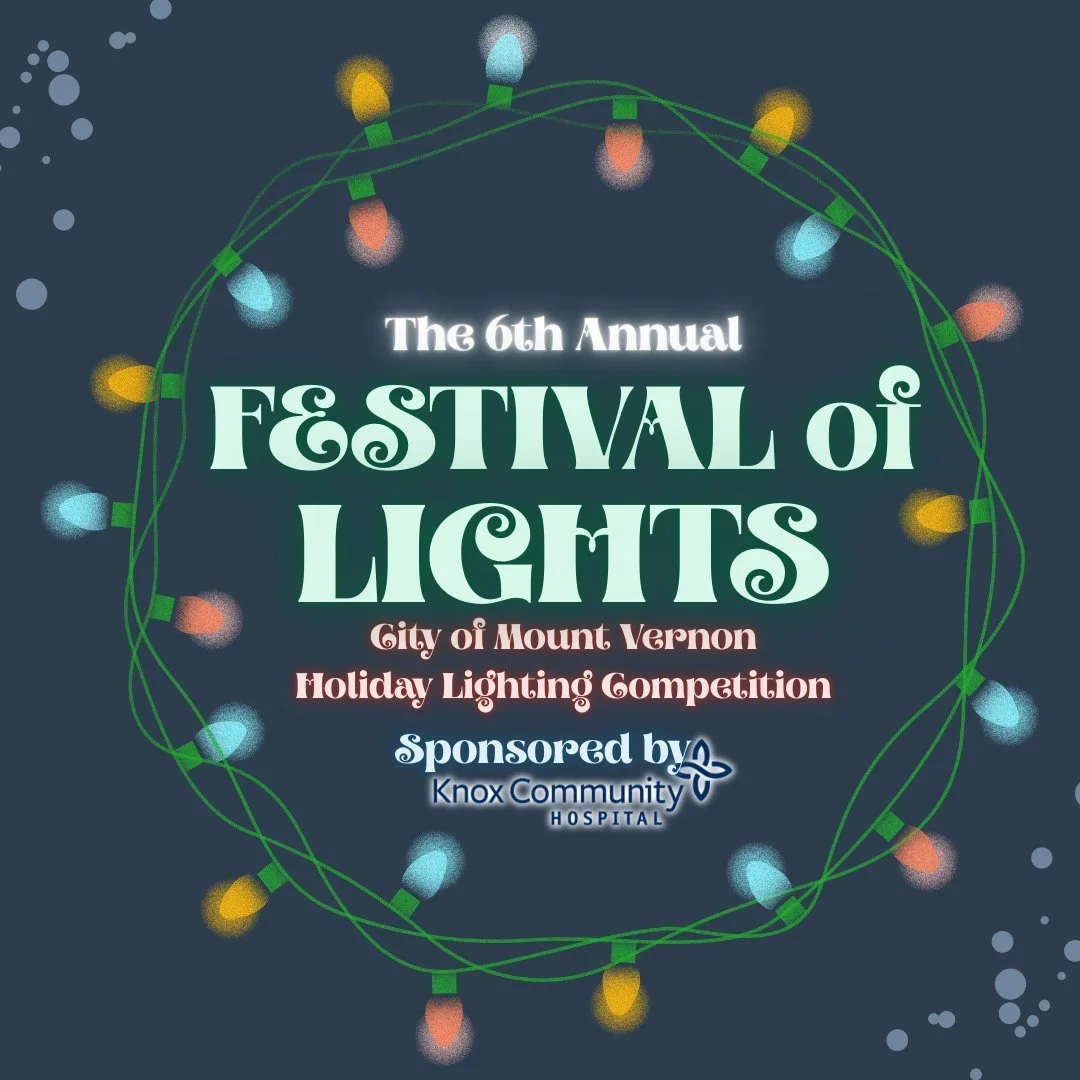 ✨🎄 Happy Festival of Lights Day, Mount Vernon! 🎄✨
Tonight, our 6th Annual Festival of Lights  sponsored by Knox Community Hospital officially begins!

Get ready to bundle up, grab some hot cocoa, and tour the incredible displays created by homes an