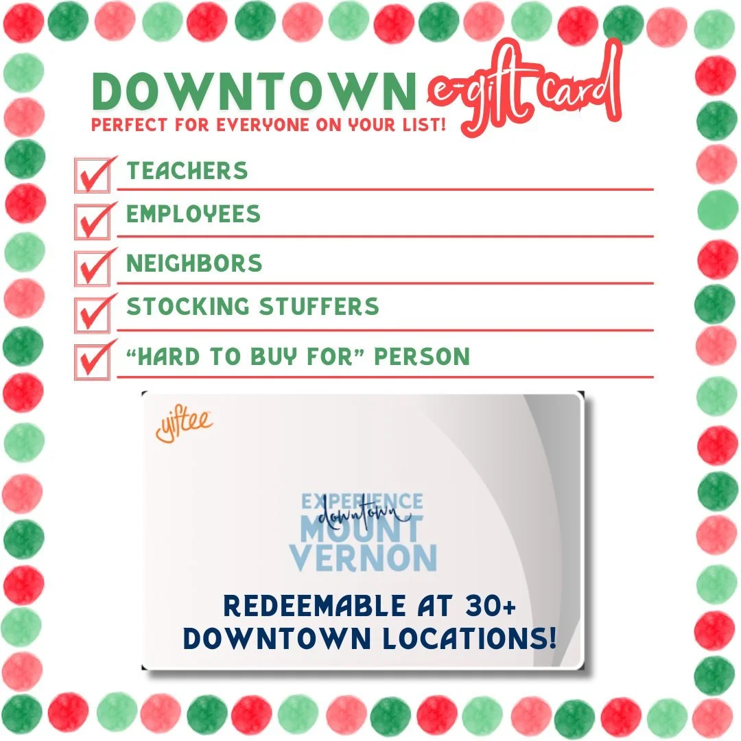 🎁 Stuck on what to get someone this year?
A Downtown Gift Card takes the stress out of holiday shopping &mdash; and keeps every dollar right here in our community.

Perfect for:
✔ Teachers
✔ Employees
✔ Neighbors
✔ Stocking stuffers
✔ The &ldquo;har