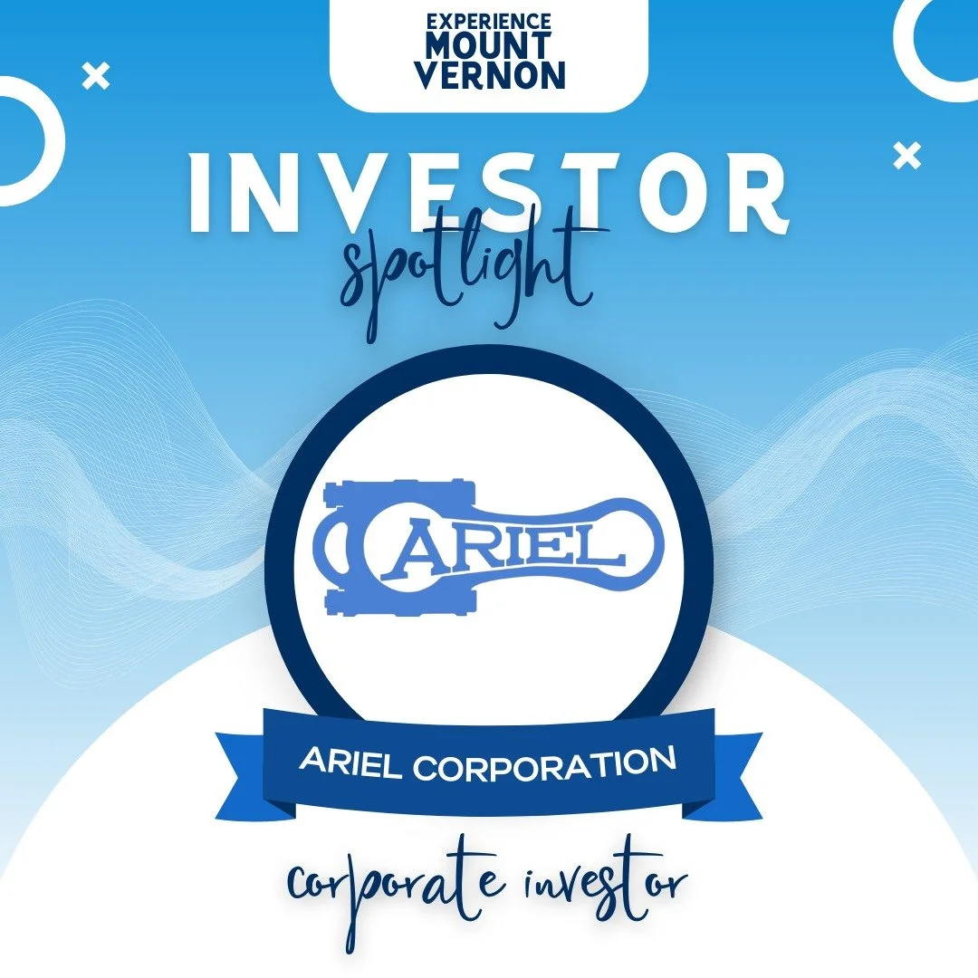 ✨ Investor Spotlight: Ariel Corporation✨
We&rsquo;re grateful for Ariel Corporation&rsquo;s continued investment in Experience Mount Vernon and in the long-term vitality of our downtown. Ariel&rsquo;s commitment to innovation, excellence, and communi