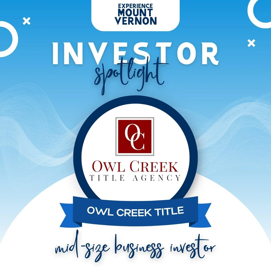 ✨ Investor Spotlight: Owl Creek Title Agency ✨
Owl Creek Title Agency&rsquo;s support of Experience Mount Vernon reflects their role in helping people put down roots in our community. By investing in downtown vitality, they help strengthen the places