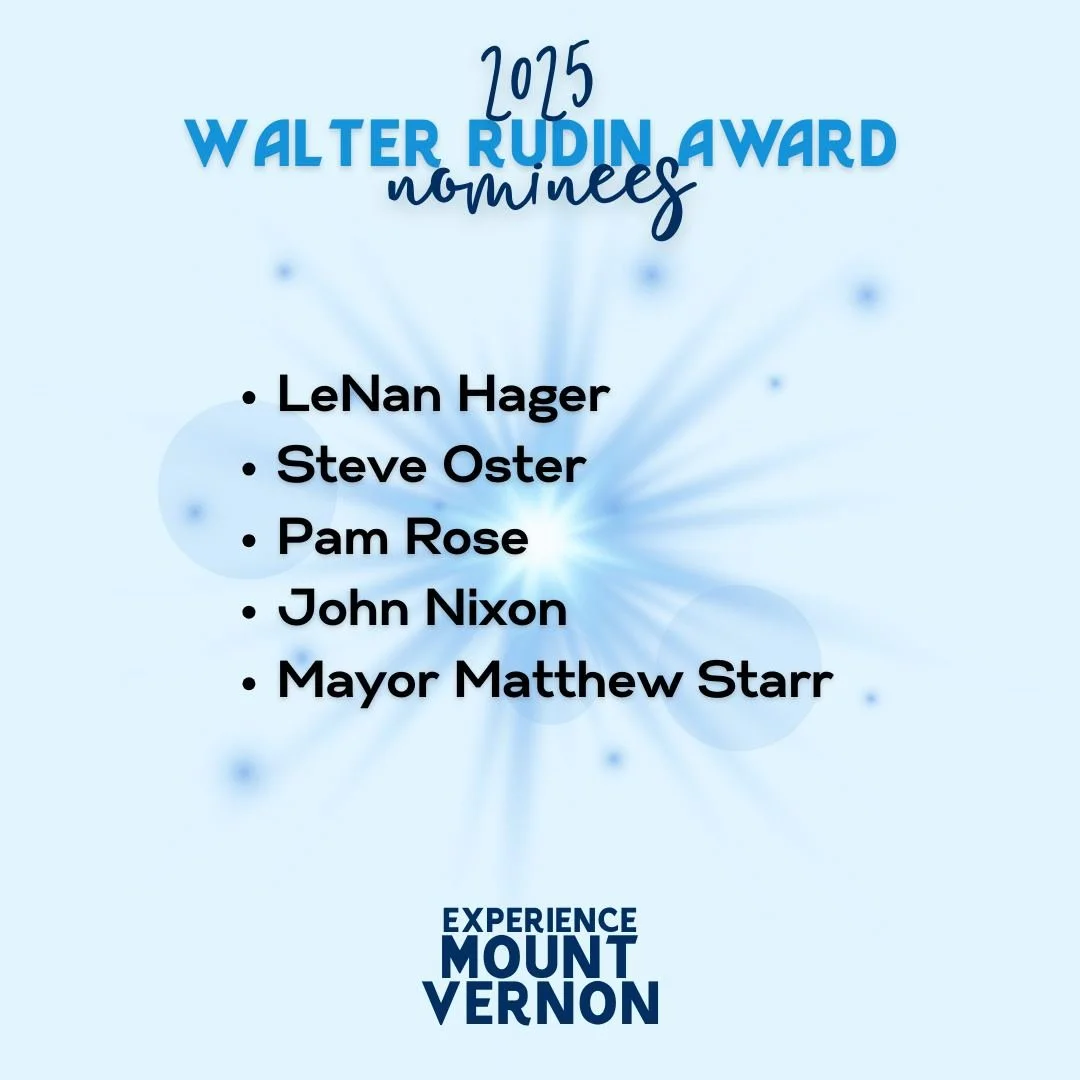 🌟 Walter Rudin Downtown Lifetime Achievement Award
The Walter Rudin Downtown Lifetime Achievement Award honors an individual whose lifelong commitment has helped shape downtown Mount Vernon into the community it is today. This award recognizes visio