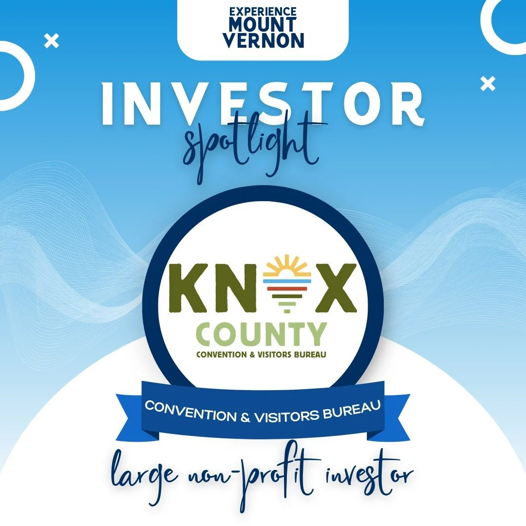 ✨ Investor Spotlight: Knox County Convention &amp; Visitors Bureau ✨
The Knox County CVB understands that a vibrant downtown is key to attracting visitors and showcasing all Knox County has to offer. Their investment in Experience Mount Vernon suppor