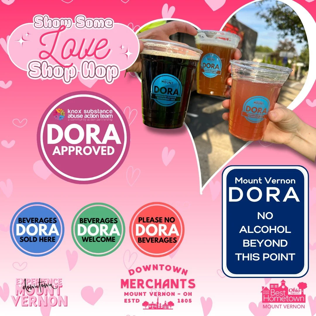 🍷💃 Sip, Shop, &amp; Stroll at the Mount Vernon Downtown Merchants' 4th Annual Show Some Love Shop Hop! 
Enjoy DORA hours during the Shop Hop!
🕓 Friday, Feb. 6 | 4&ndash;11 PM
🕚 Saturday, Feb. 7 | 11 AM&ndash;11 PM
Grab a drink, explore downtown, 