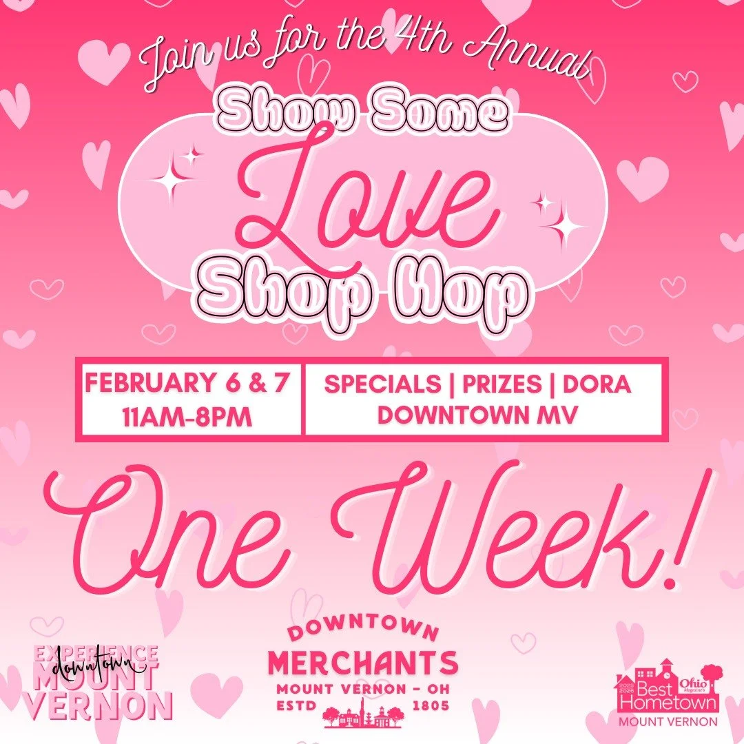 💘 One weekend. Tons of love.
Don&rsquo;t miss the Mount Vernon Downtown Merchants' 4th Annual Show Some Love Valentine&rsquo;s Day Shop Hop &mdash; happening Feb. 6 &amp; 7 downtown!
Support local. Win prizes. Feel the love. ❤️