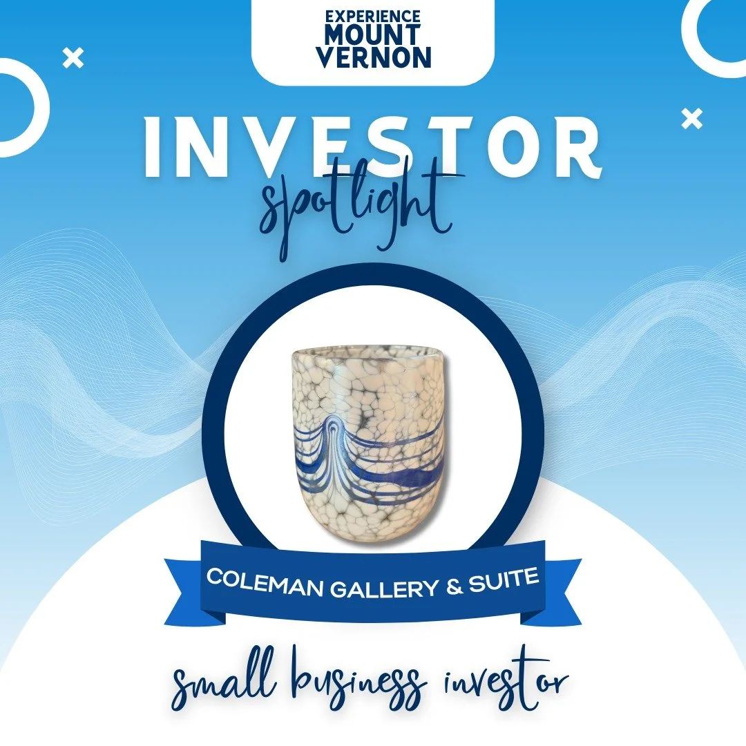 ✨ Investor Spotlight: Coleman Family Gallery / galeriesuite ✨
Coleman Family Gallery&rsquo;s investment in Experience Mount Vernon reflects a deep commitment to creativity, culture, and community connection. As a downtown destination that celebrates 