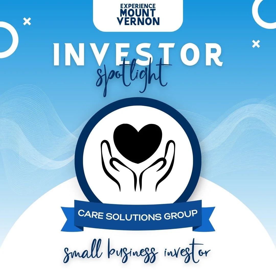 ✨ Investor Spotlight: Care Solutions Group, LLC ✨
Care Solutions Group, LLC&rsquo;s investment in Experience Mount Vernon highlights their commitment to service, care, and community well-being. Supporting downtown vitality helps strengthen the connec