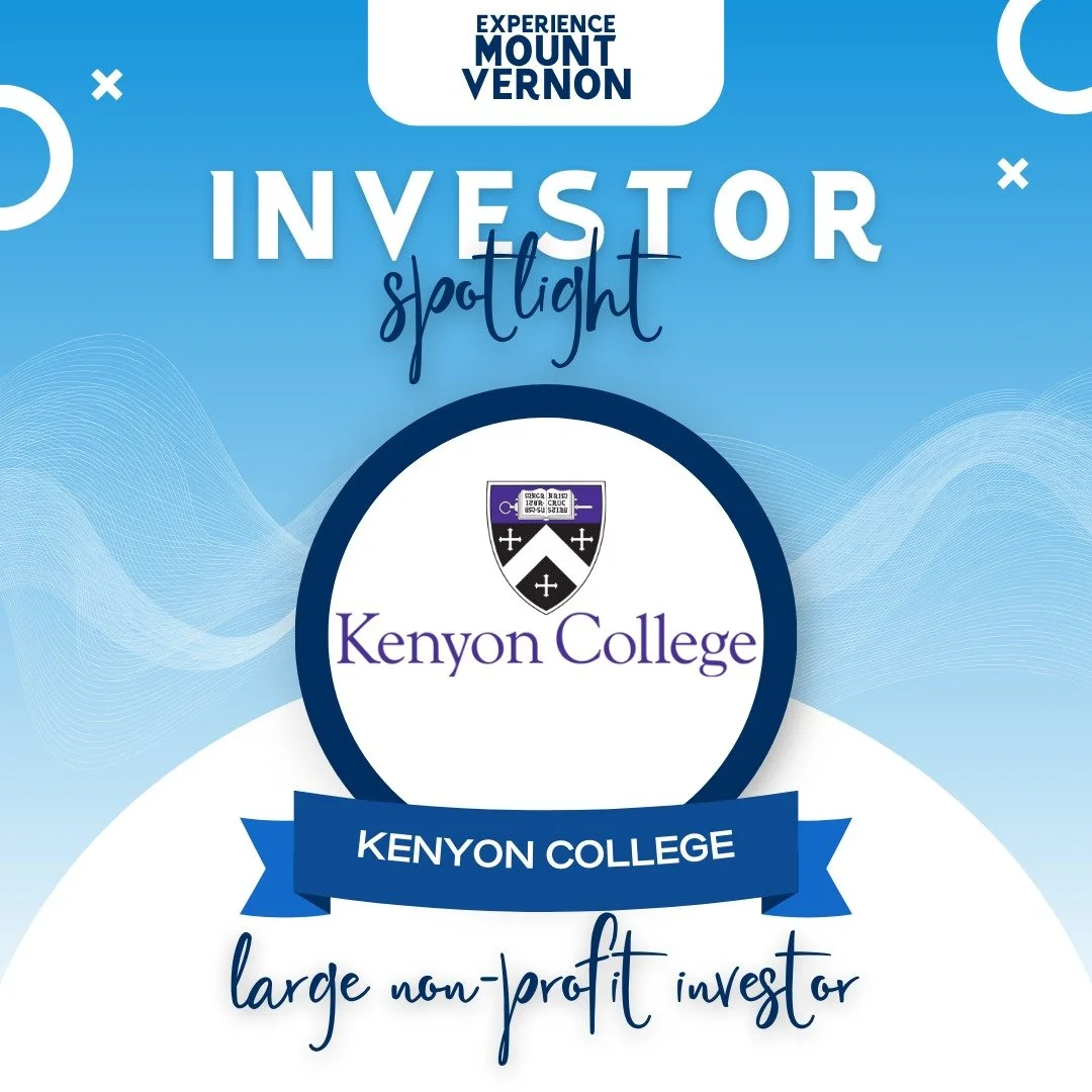 ✨ Investor Spotlight: Kenyon College Office for Community Partnerships ✨
Kenyon OCP&rsquo;s investment in Experience Mount Vernon reflects a strong commitment to community and shared placemaking. By supporting downtown vitality and vibrancy, Kenyon O