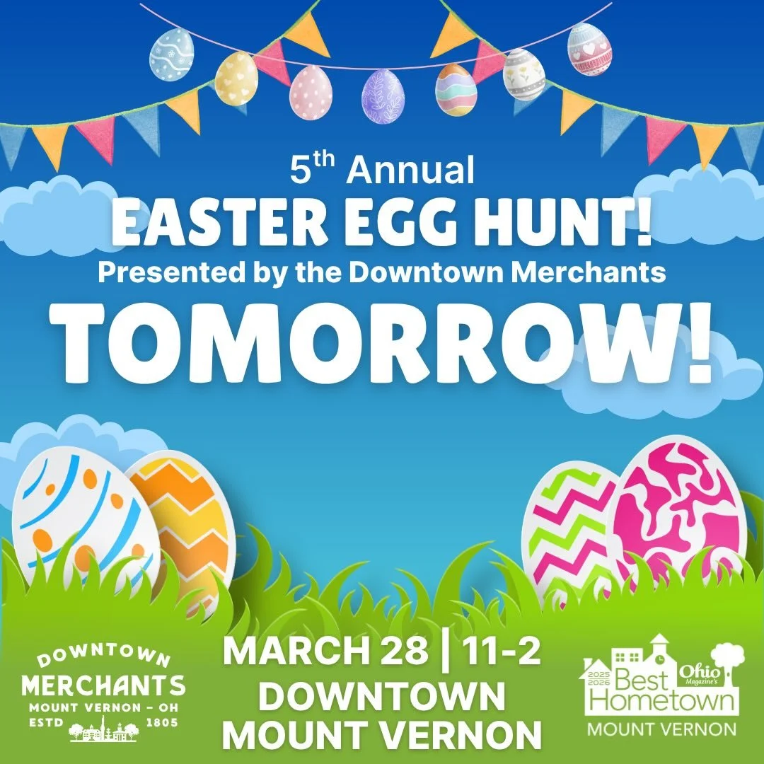 🐰 The Easter Egg Hunt is TOMORROW! 🐰⏰
Get ready for one of Downtown Mount Vernon&rsquo;s favorite spring traditions&mdash;the Mount Vernon Downtown Merchants&rsquo; 5th Annual Easter Egg Hunt!
Bring your baskets, gather the kids, and plan to explor