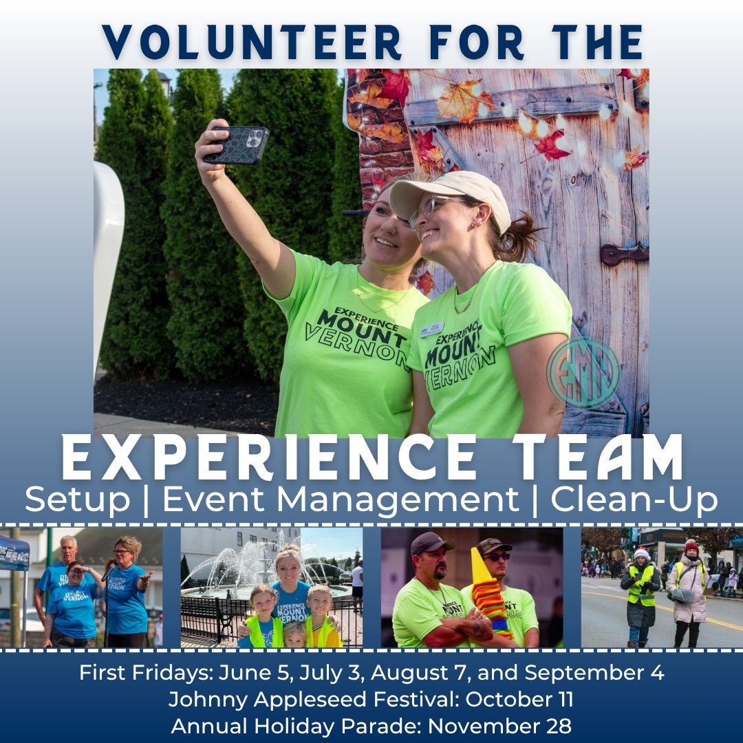 🎉 Volunteers needed for June First Friday! 🎉
Want to help bring Downtown Mount Vernon to life at June First Friday? We still need extra hands for all shifts! All volunteers will get a neon coral shirt!
👉 Sign up to join the list: https://forms.gle