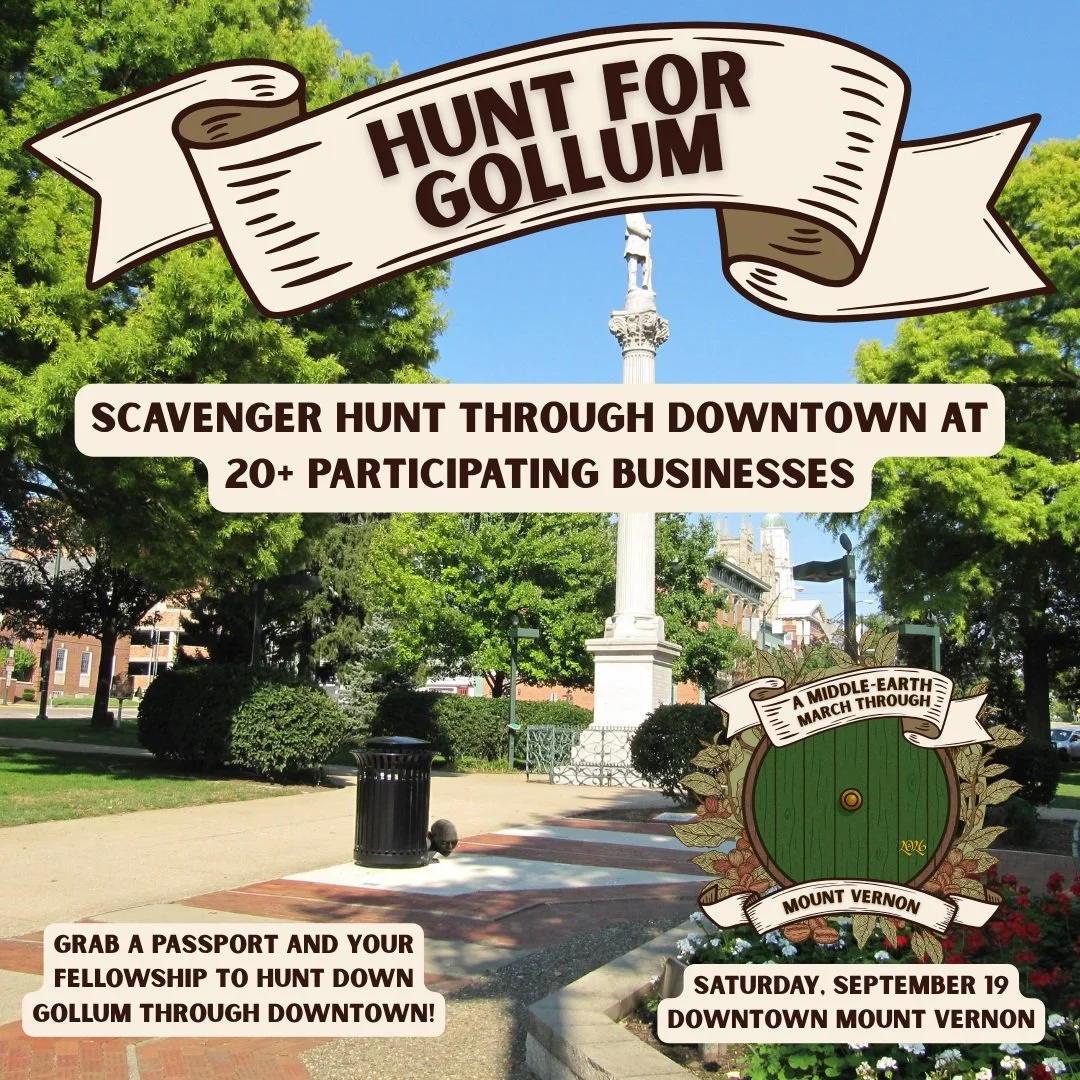 🧩 YOUR QUEST AWAITS.
Think you have what it takes to track down Gollum?

On September 19, take on The Hunt for Gollum, the official @mtvernonhobbitday passport adventure!

With 20+ Mount Vernon Downtown Merchants participating, you'll have plenty of