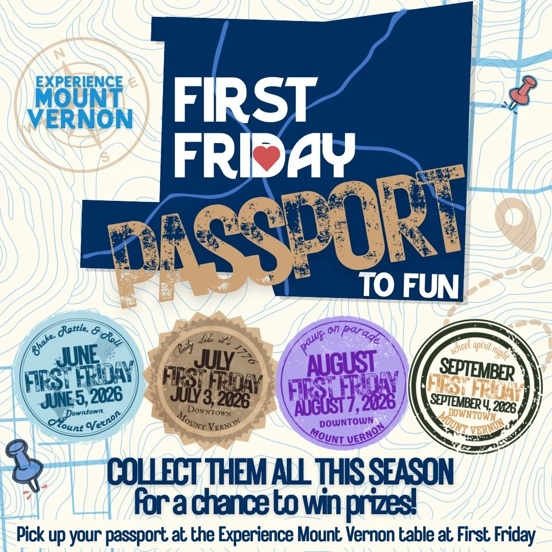 🚨 FINAL PASSPORT ASSIGNMENT! 🚨

September is your LAST CHANCE to earn a First Friday Passport stamp!

📖 Pick up your Passport at the Experience Mount Vernon table
✅ Complete 5 of 9 activities
🎟️ Get your September stamp
🎁 Enter to win the Septem