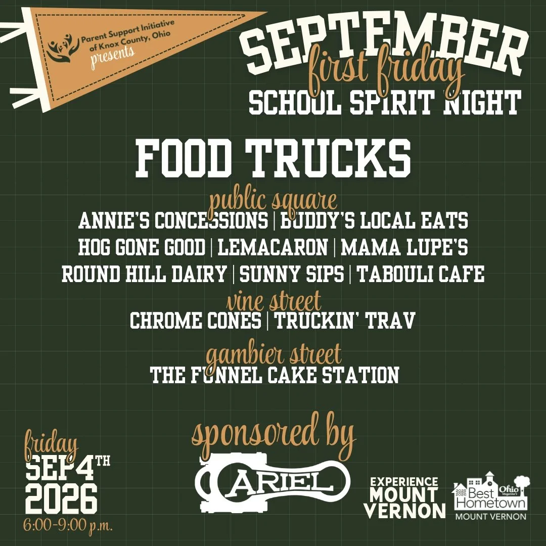 🍎🎒 WHAT'S ON THE MENU FOR SCHOOL SPIRIT NIGHT? 🎒🍎

No need to pack a lunch! September First Friday is bringing 11 food trucks sponsored by @ariel_corporation to keep you fueled through the final First Friday of the season! 🍔🌮🍦🍋
📍 PUBLIC SQUA