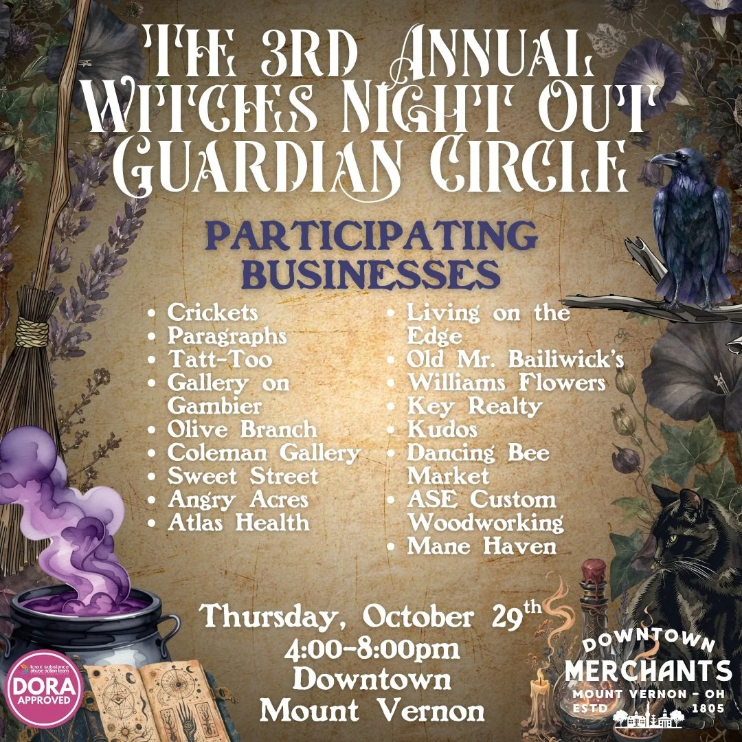 The magic of Witches Night Out: The Guardian Circle, hosted by the Mount Vernon Downtown Merchants, is spreading throughout downtown Mount Vernon, and these participating businesses are ready to welcome your coven!

✨ @crickets_onsouthmain 
📚 @parag
