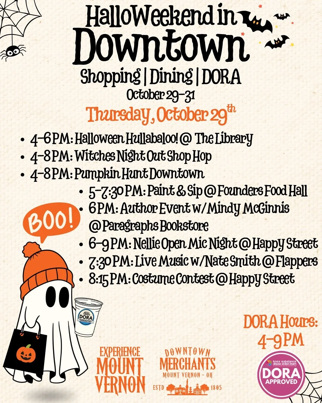👻 BOO! HalloWeekend is coming to Downtown Mount Vernon! 🎃
Make downtown part of your Halloween weekend plans and join us for HalloWeekend in Downtown October 29&ndash;31! Shop your favorite local businesses, grab a bite to eat, meet up with friends