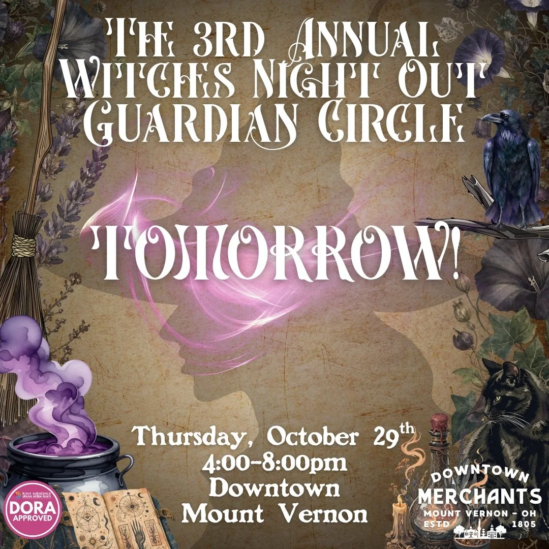 🌙 TOMORROW NIGHT. 🌙

The candles are lit.

The costumes are ready.

Shelves are stocked.

And the Guardian Circle is waiting to be completed. 🔮

Join us tomorrow for the 3rd Annual Witches Night Out in downtown Mount Vernon hosted by the Mount Ver