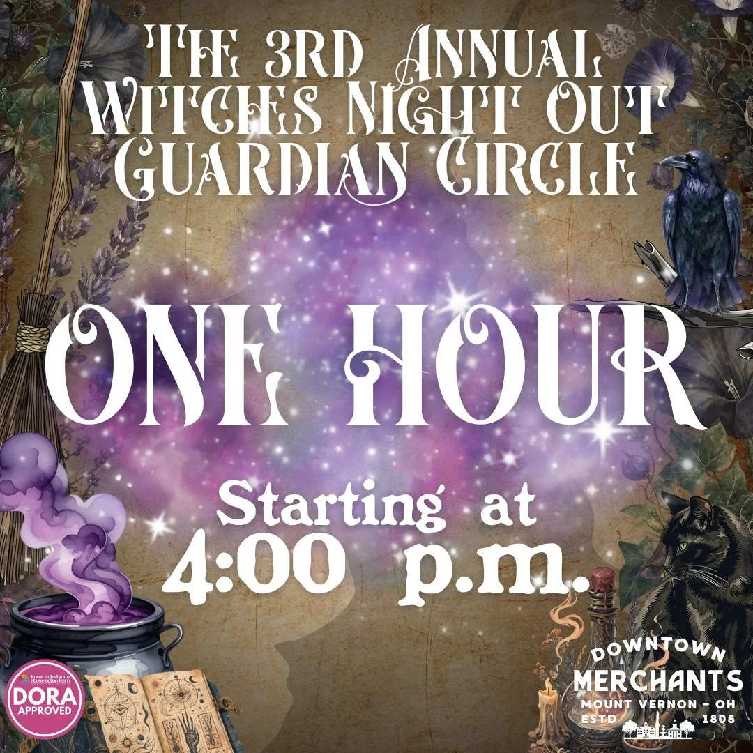 🔮 Witches Night Out begins in just ONE HOUR. 🔮

Grab your friends.
Put on your costume.
Head downtown.

Your Guardian Circle adventure begins at 4 PM. 🌙

📍 Downtown Mount Vernon
⏰ 4&ndash;8 PM
🍻 DORA Hours: 4-9 PM
💙 Hosted by the Mount Vernon D