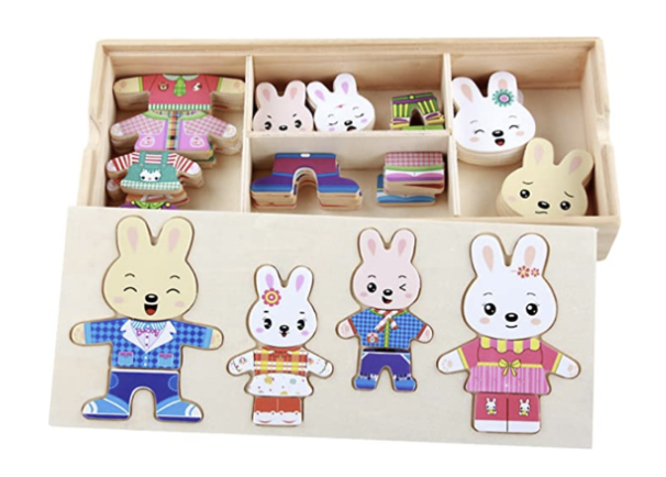 Wooden Bunny Dress-Up Puzzle Set