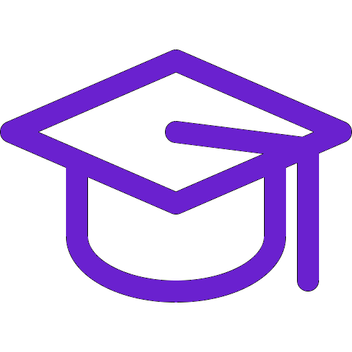Icon of a graduation cap in purple