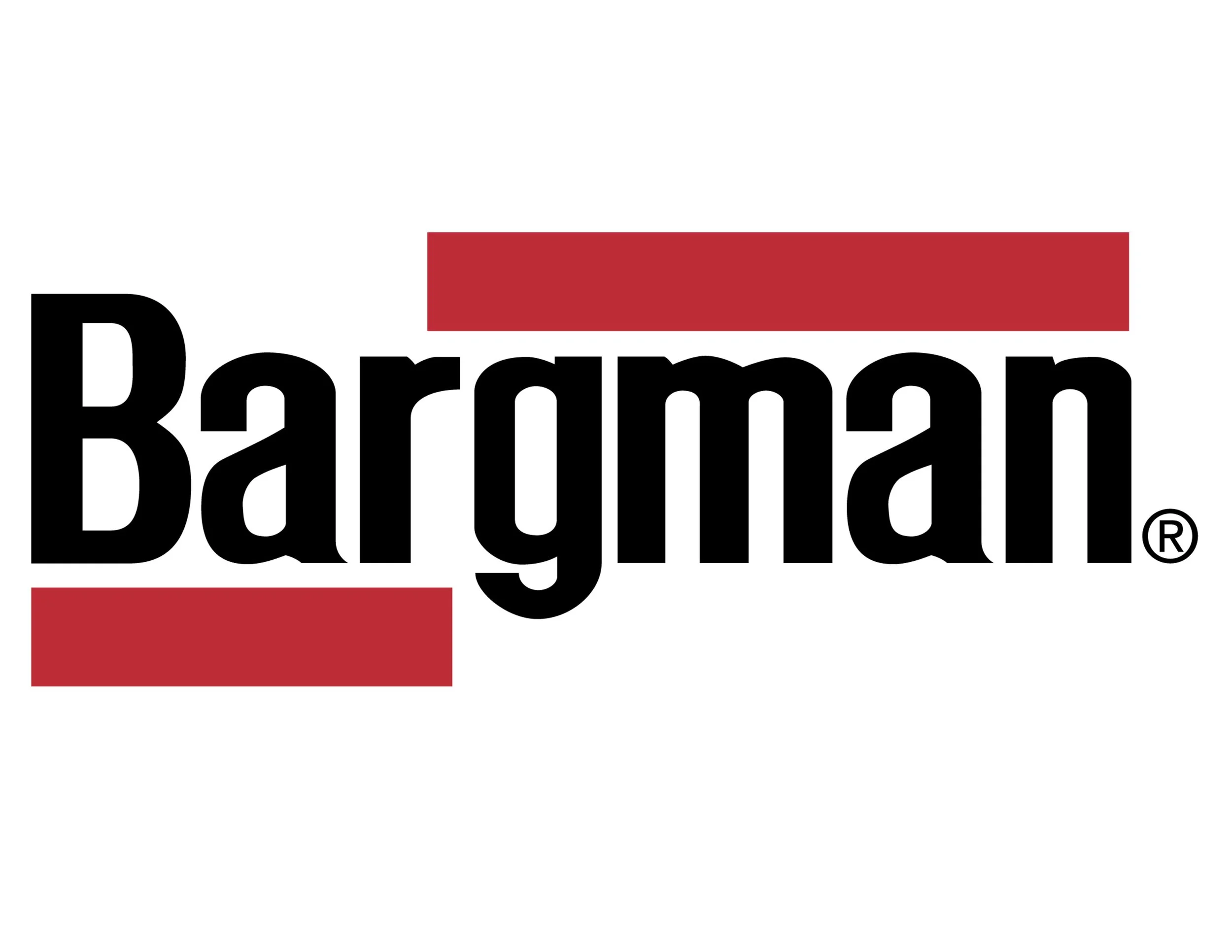 Logo for Baryman with black text and two red horizontal bars, one above and one below the text