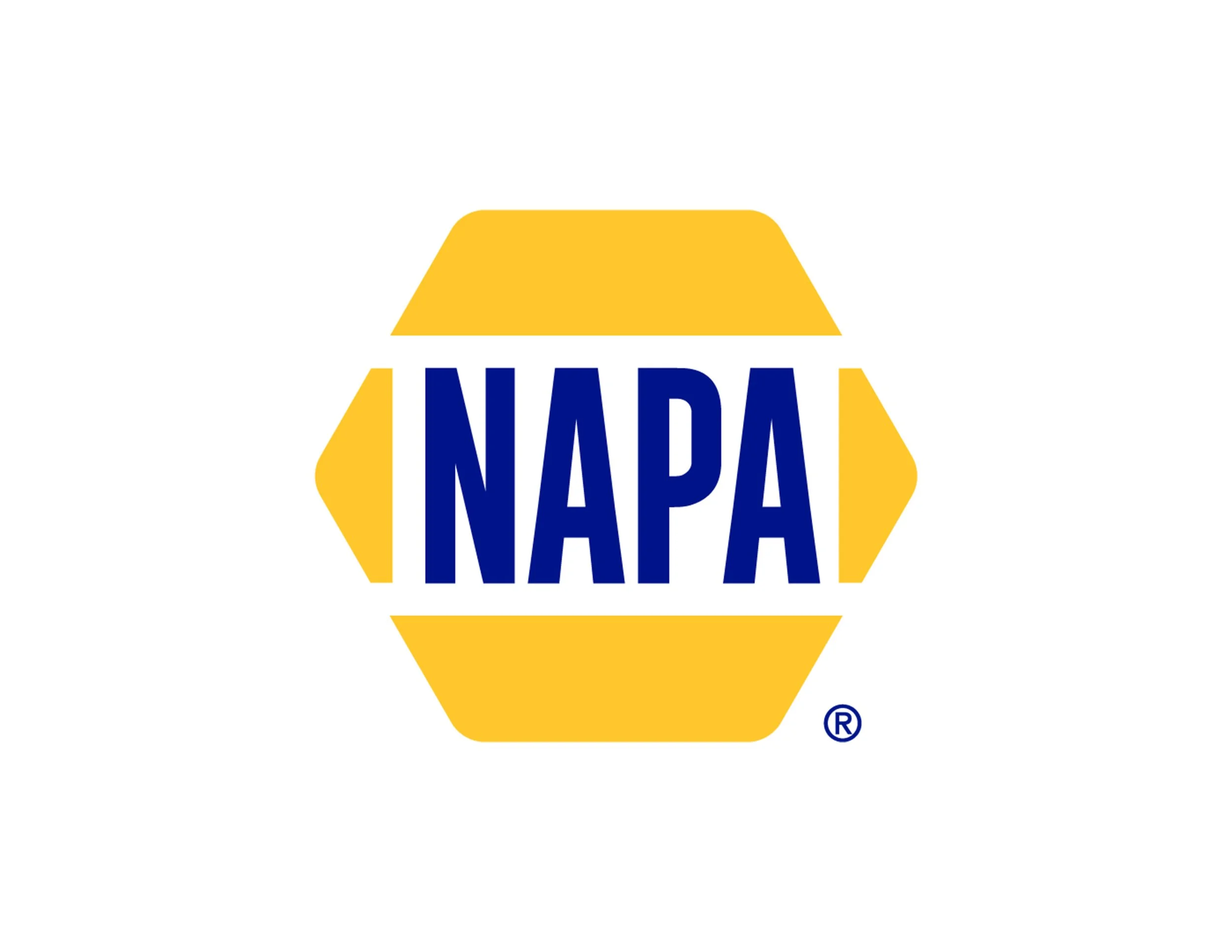 NAPA logo with yellow geometric background and bold blue letters