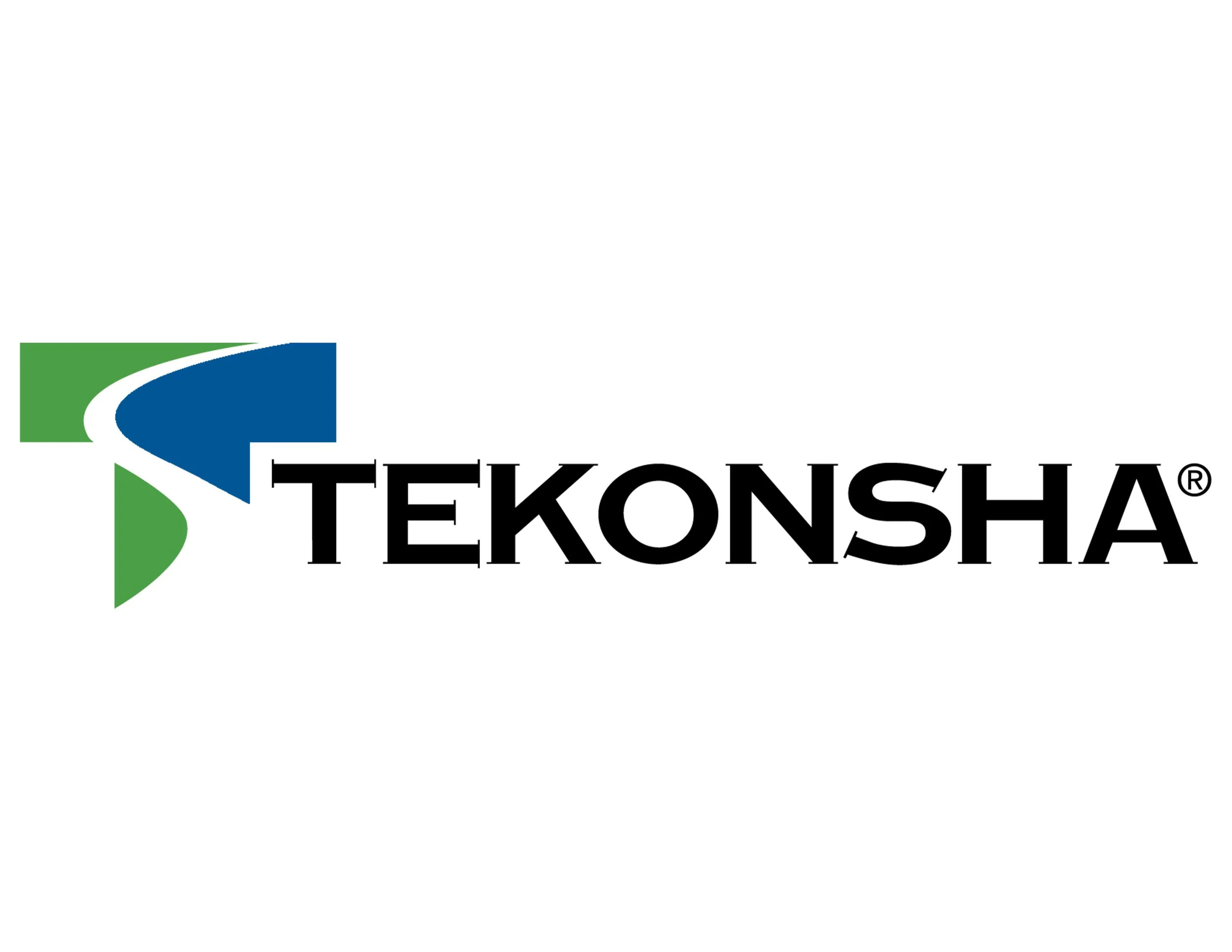 Tekonsha logo in black text with a green and blue stylized arrow symbol on the left