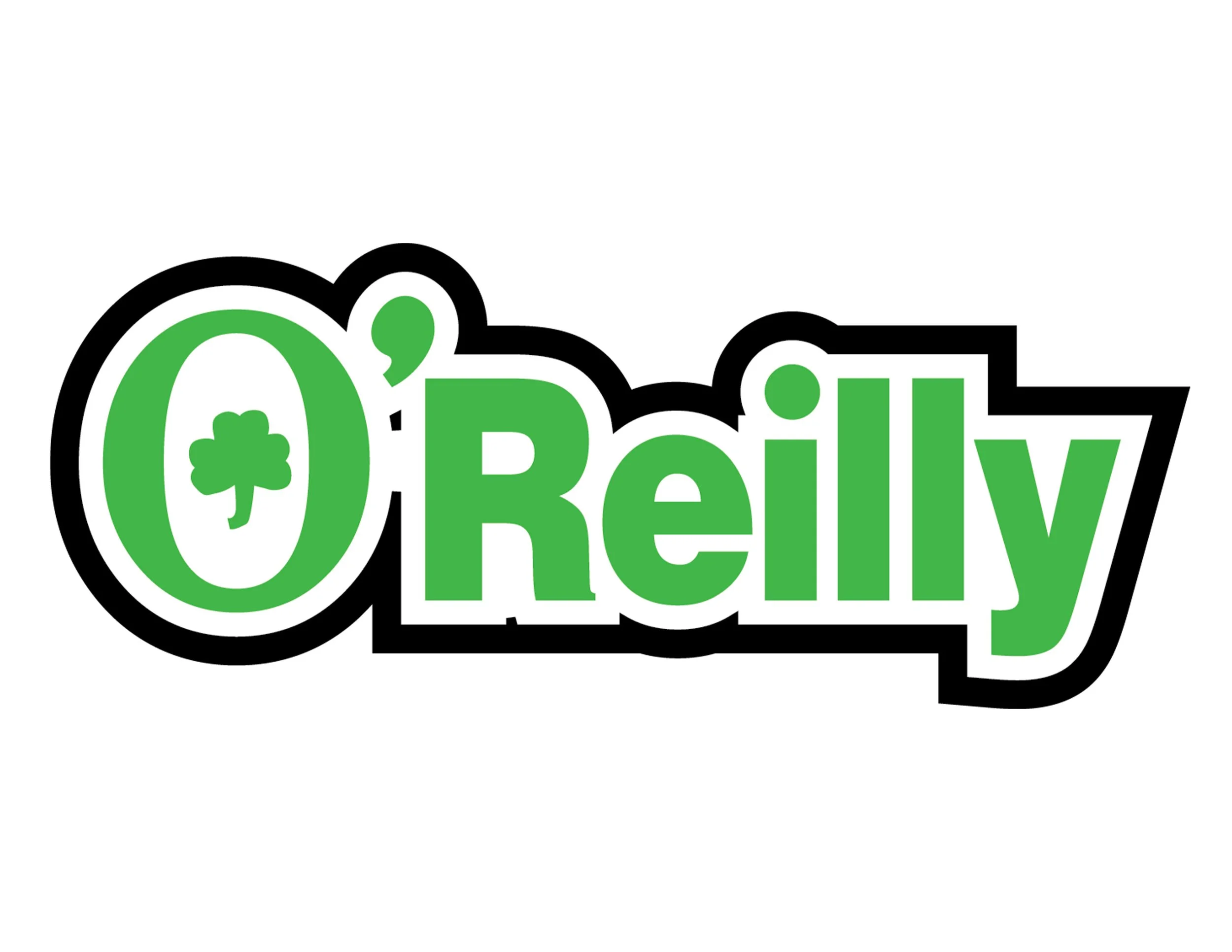 Green and black logo with the words 'O'Reilly' and a four-leaf clover inside the letter 'O'.