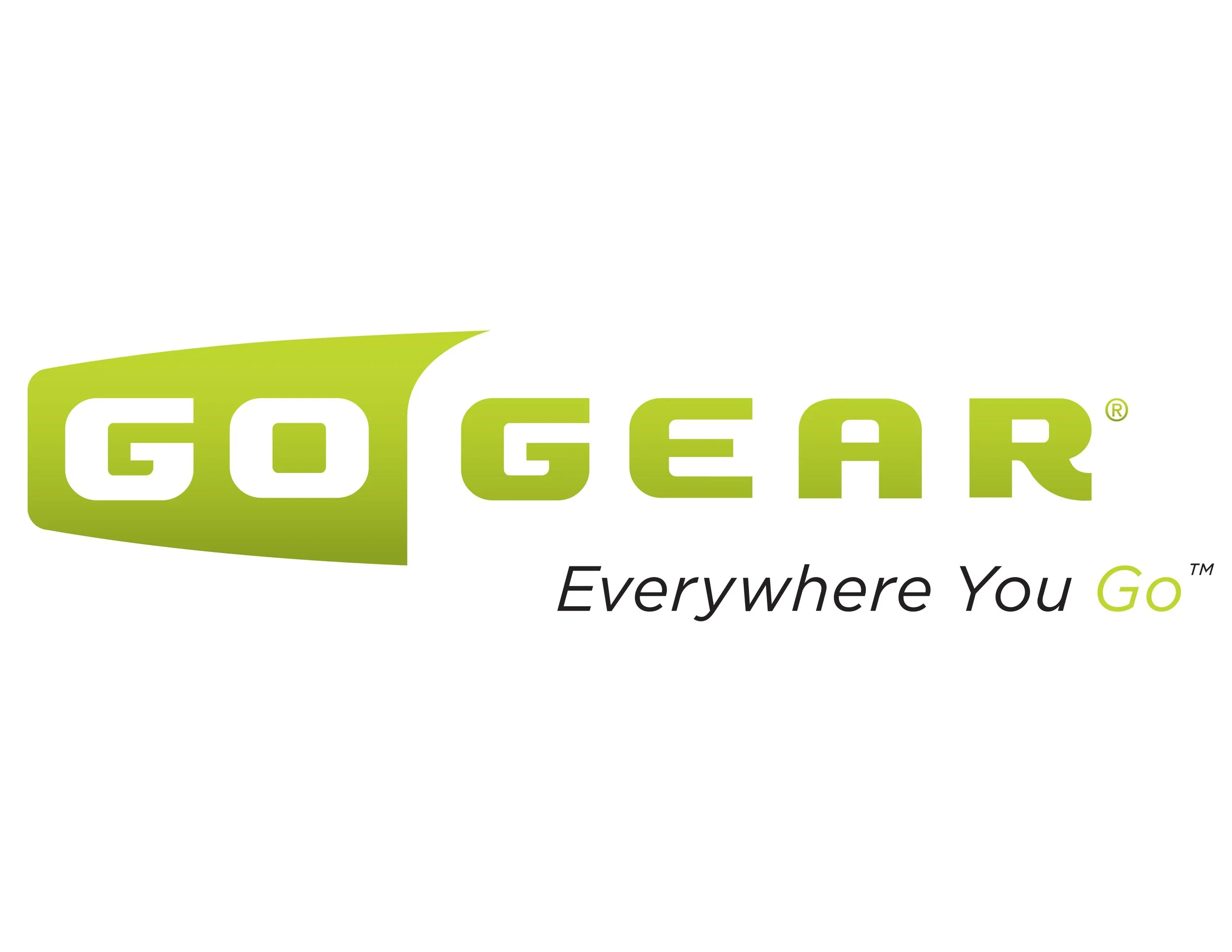 GOGEAR logo with the slogan 'Everywhere You Go' in black and lime green text.
