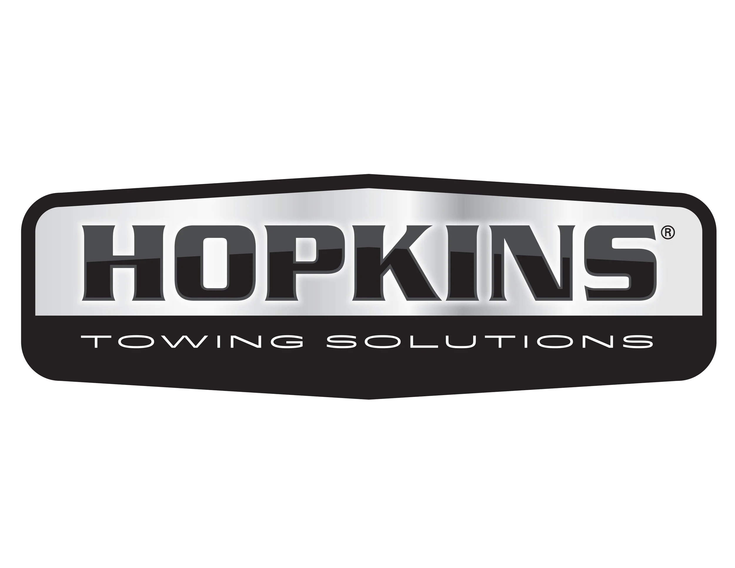 Hopkins Towing Solutions logo with black, white, and gray color scheme.