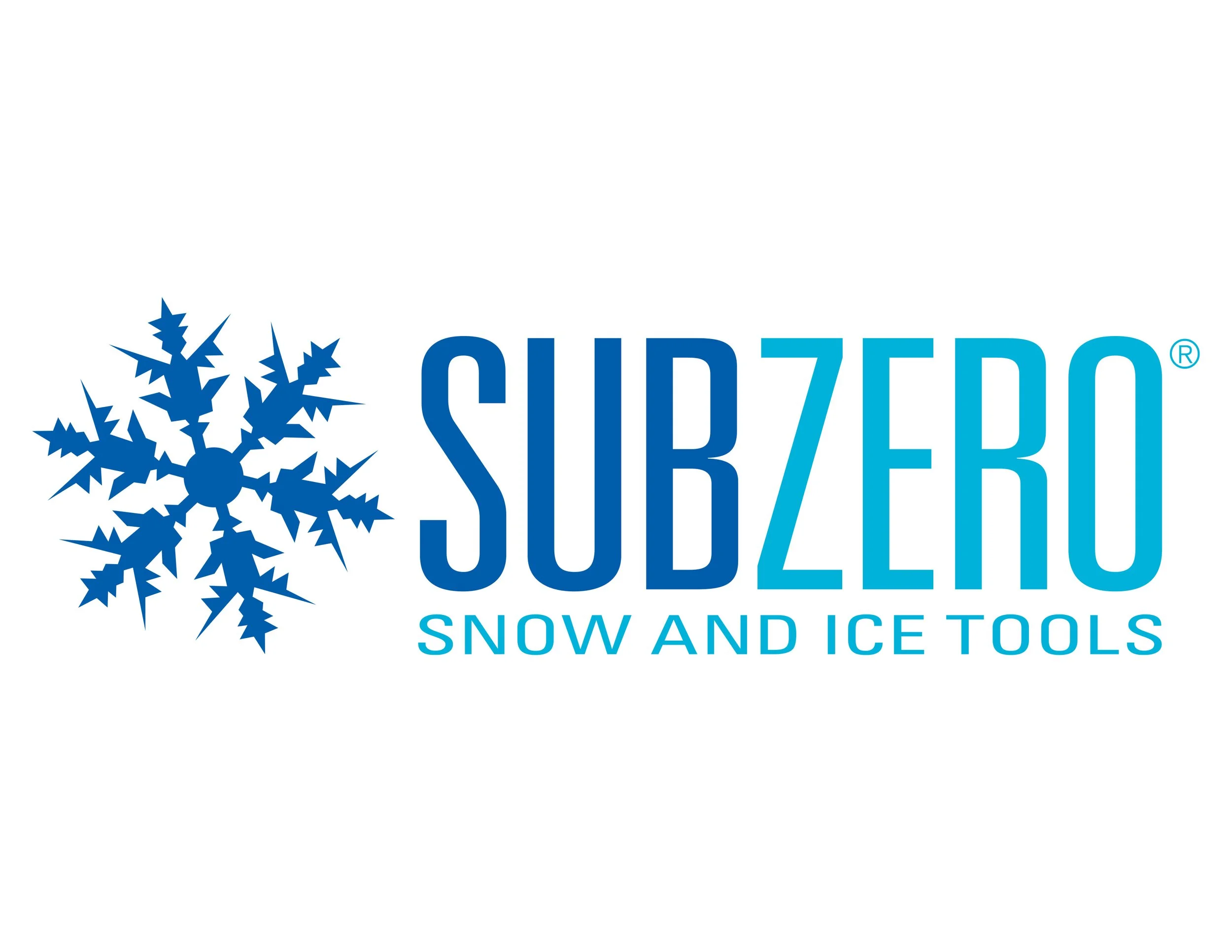 Logo for SUBZERO Snow and Ice Tools featuring a blue snowflake icon and the brand name in blue text.