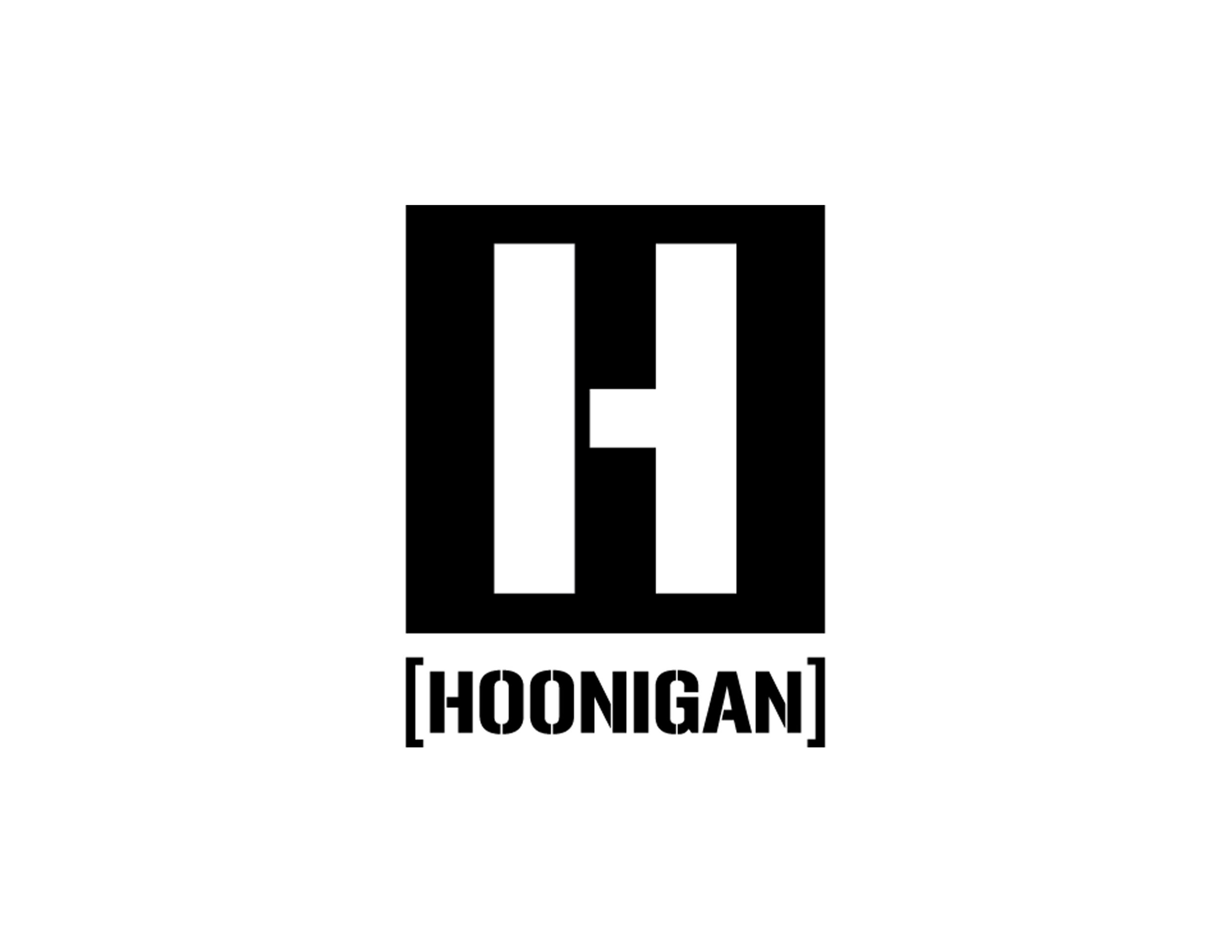 Logo with large stylized letter 'H' inside a black square, with the word 'HOONIGAN' in brackets underneath.