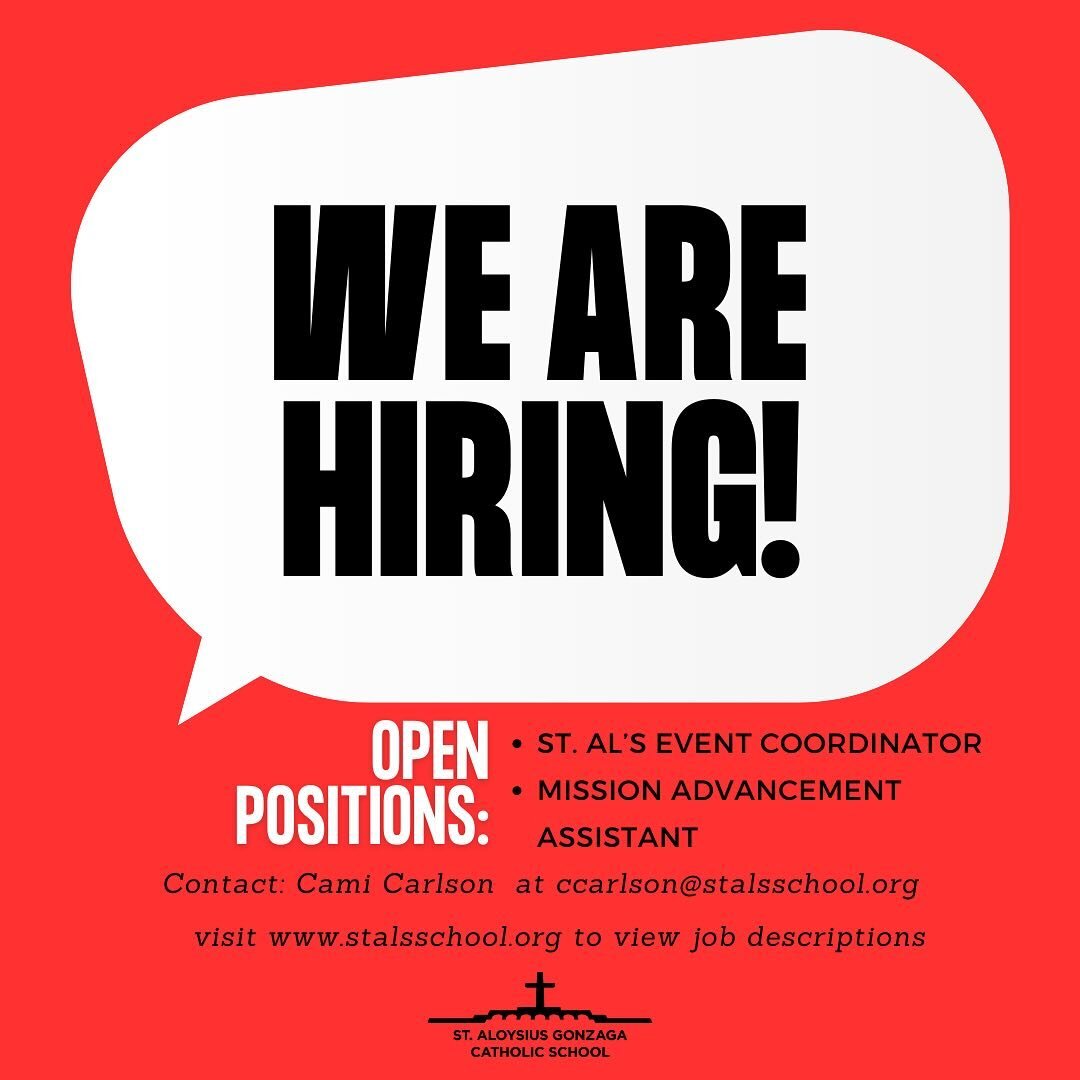 We are hiring!! 
Our Mission  Advancement team is growing! Click the link and bio to view job descriptions for both the St. Al&rsquo;s event, coordinator and mission advancement assistant positions open. #wearestals
