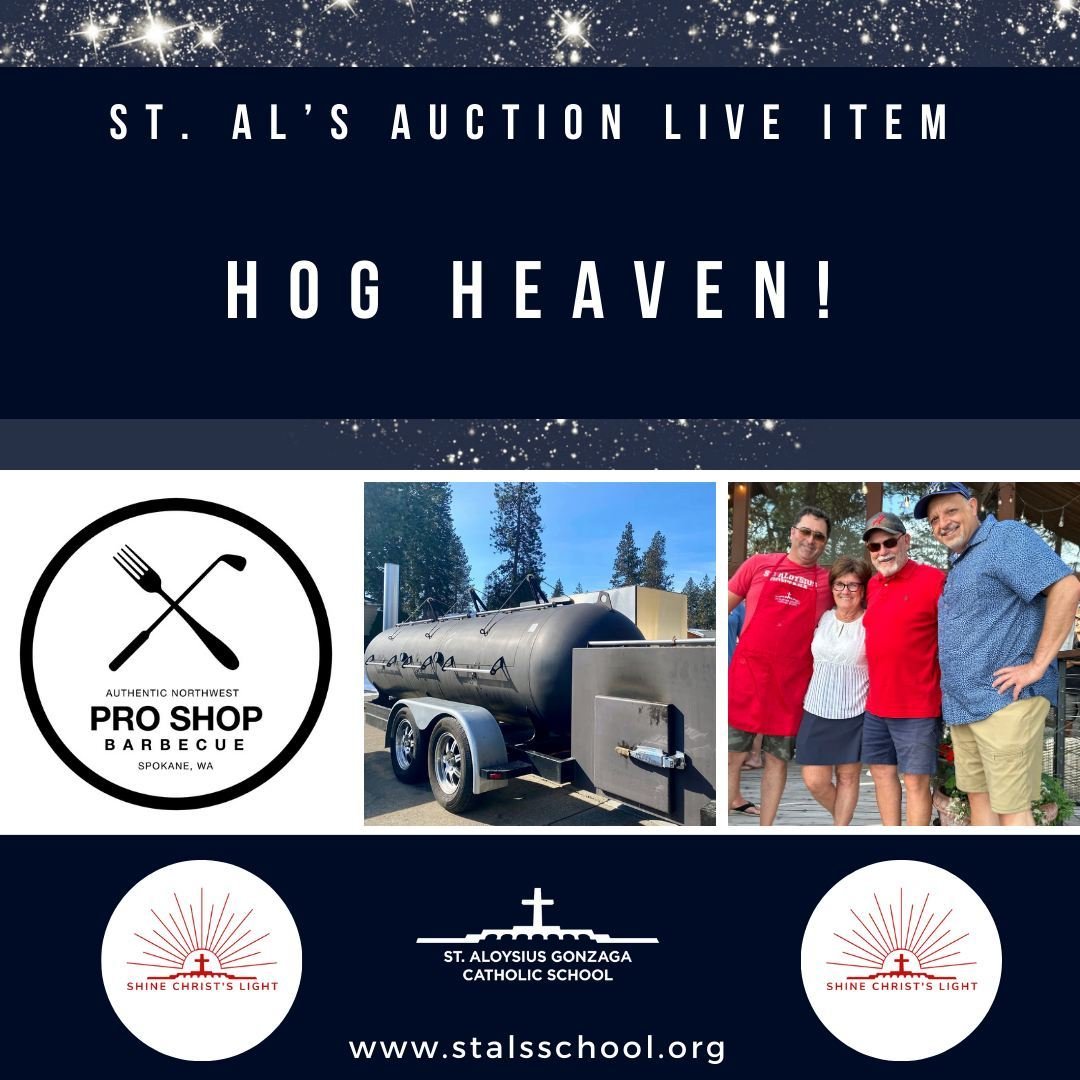 OUR 2024 ST. AL'S AUCTION IS ONLY 11 DAYS AWAY! ⁠ ⁠ ⁠
It's back!!! Southern Style BBQ for up to fifty (50) guests. All your meaty favorites, cooked on a 1,000 gallon wood-fired smoker. Hearty sides and a savory dessert round out the rodeo! Plates, ut