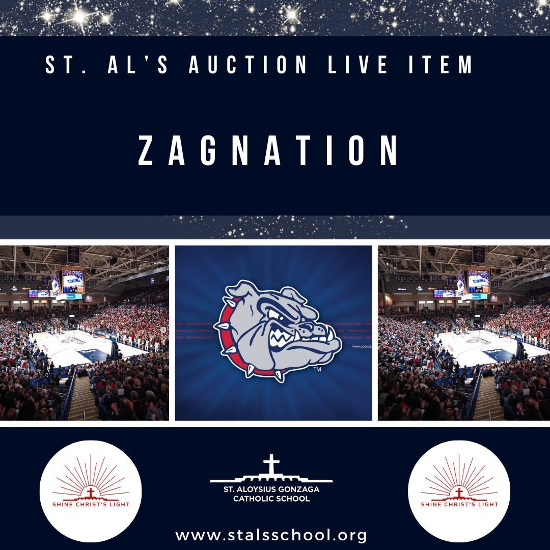 OUR 2024 ST. AL'S AUCTION IS ONLY 10 DAYS AWAY! ⁠ ⁠ ⁠
Your chance to be part of ZAGNATION is here! Imagine...TWO SEASON TICKETS for Gonzaga Men's Basketball 2024-25! You will truly be part of the &quot;Kraziness in the Kennel&quot; as you cheer on Co