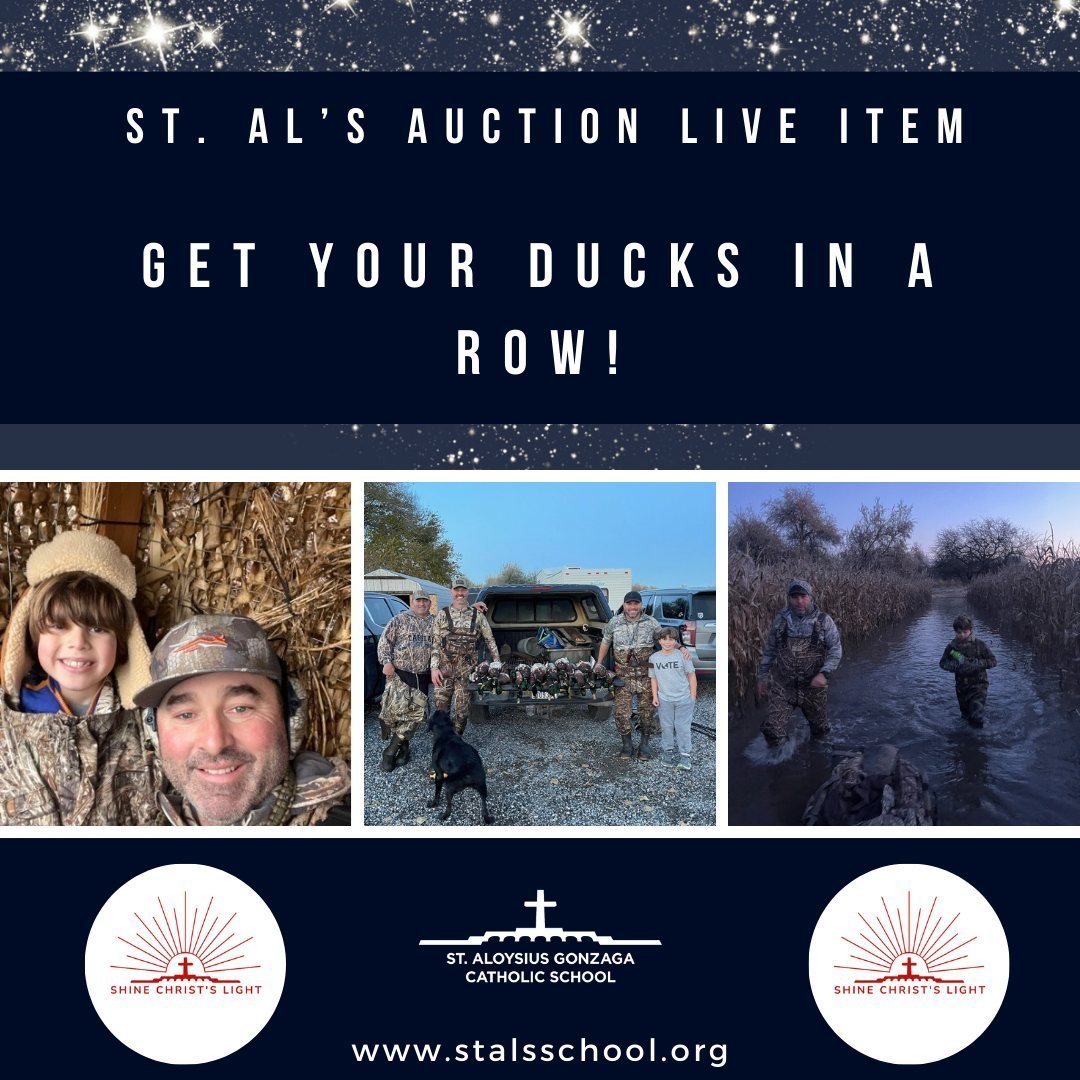 OUR 2024 ST. AL'S AUCTION IS ONLY 2 DAYS AWAY! ⁠ ⁠
How about a guided duck hunt for two?! Come enjoy hunting at the premier private duck club in the United States, The Barker Ranch, in West Richland, Washington. A 4,000 acre waterfowl paradise awaits