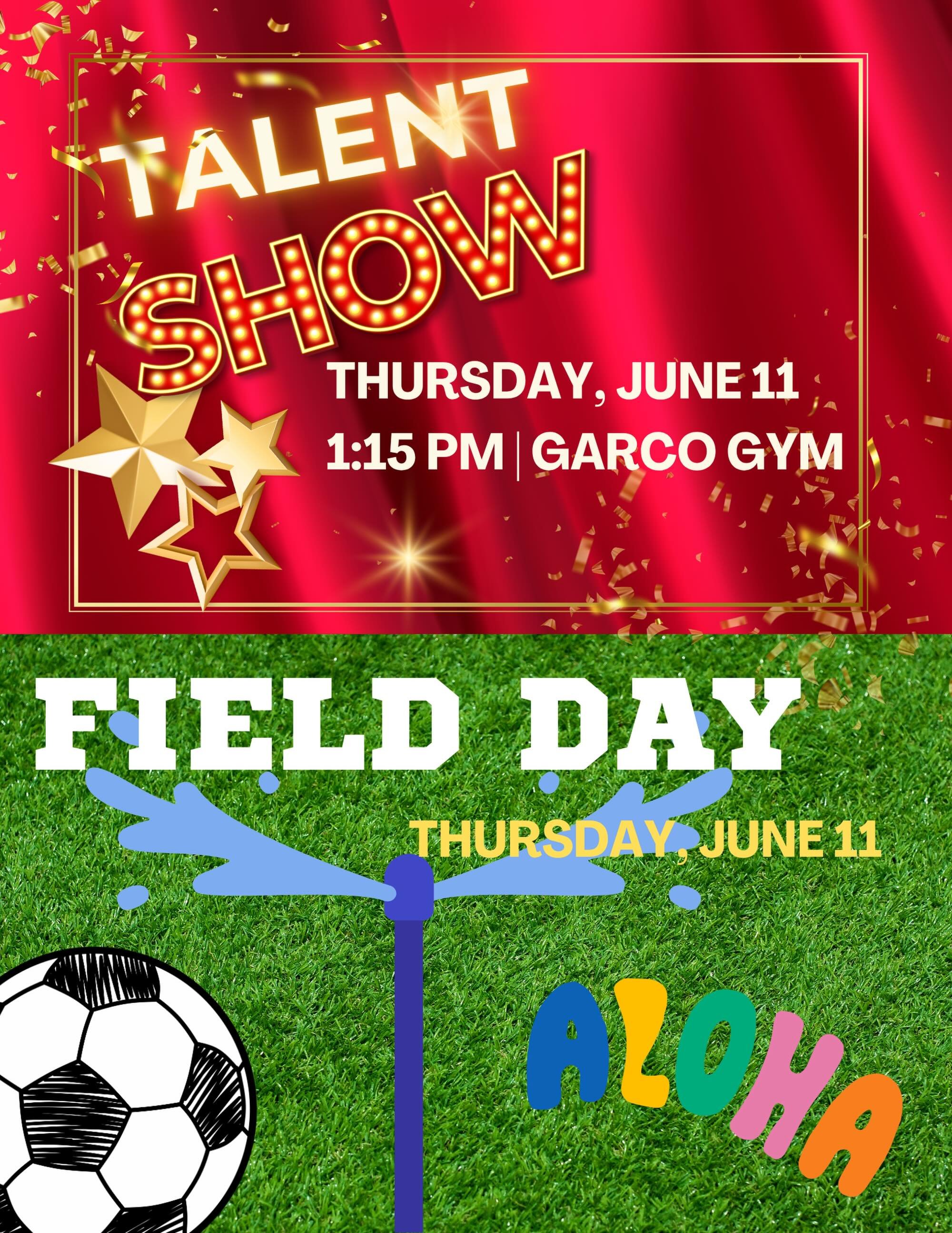 We&rsquo;re ending the school year with a bang! ☀️🎉

Join us tomorrow, June 11, for two of our favorite St. Al&rsquo;s traditions:

🏃&zwj;♀️ Field Day begins at 8:45 AM
⭐ Talent Show begins at 1:15 PM

Students should come dressed in school-appropr