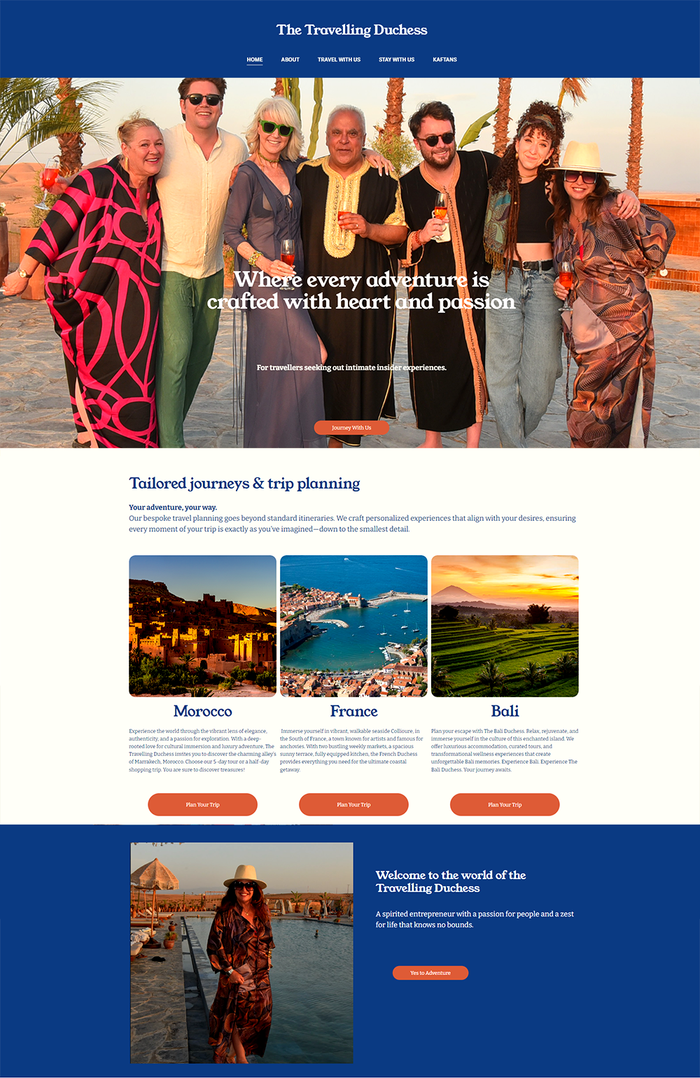 Travelling Duchess travel website designn