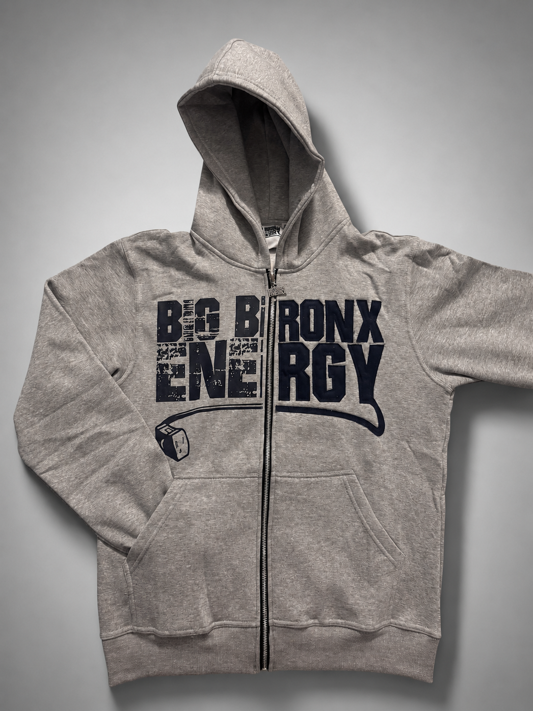 Big Bronx Energy Zip-up Hoodie Grey