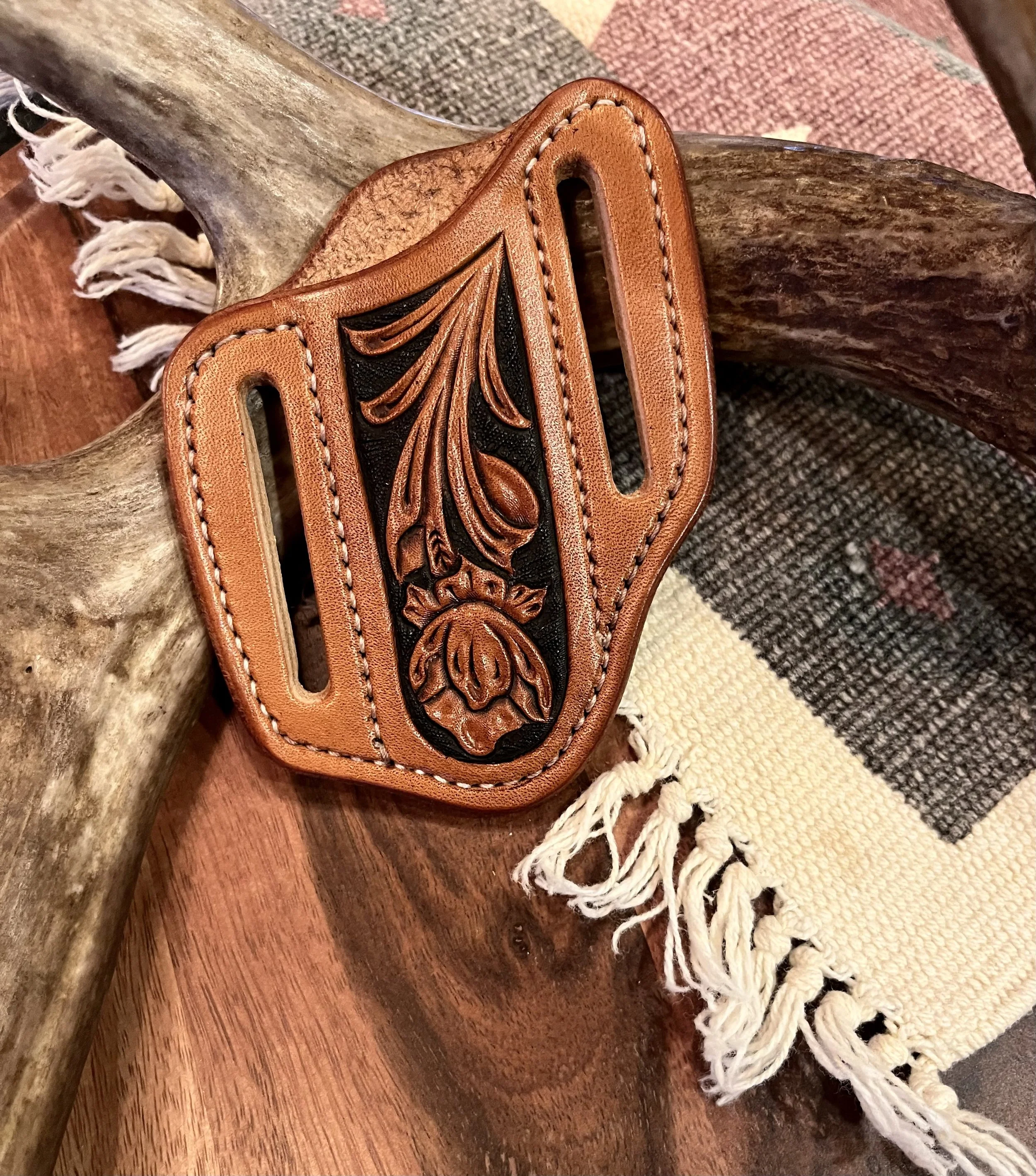 Tooled Pancake Knife Sheath