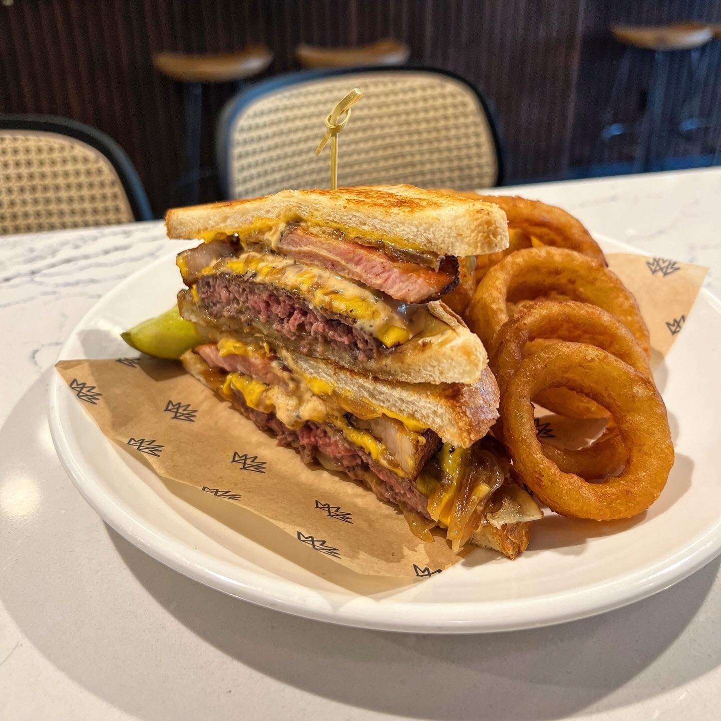 Tonight&rsquo;s Patty Melt special with Comte, American, Haus Sauce and a side of onion rings is 🔥. Have a great weekend, friends!
