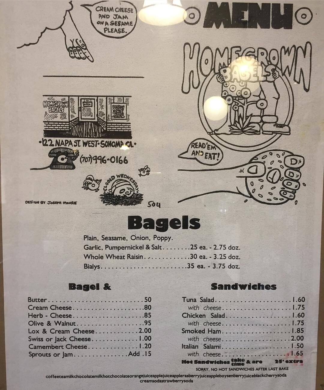 A little #throwbackthursday with one of our original menus! The prices may have changed with the times, but the bagels have not! 40 years proudly serving Sonoma Valley! #homegrownbagels #thebagelshop #tbt #sonomavalley #valleyofthemoon #nomapride #so
