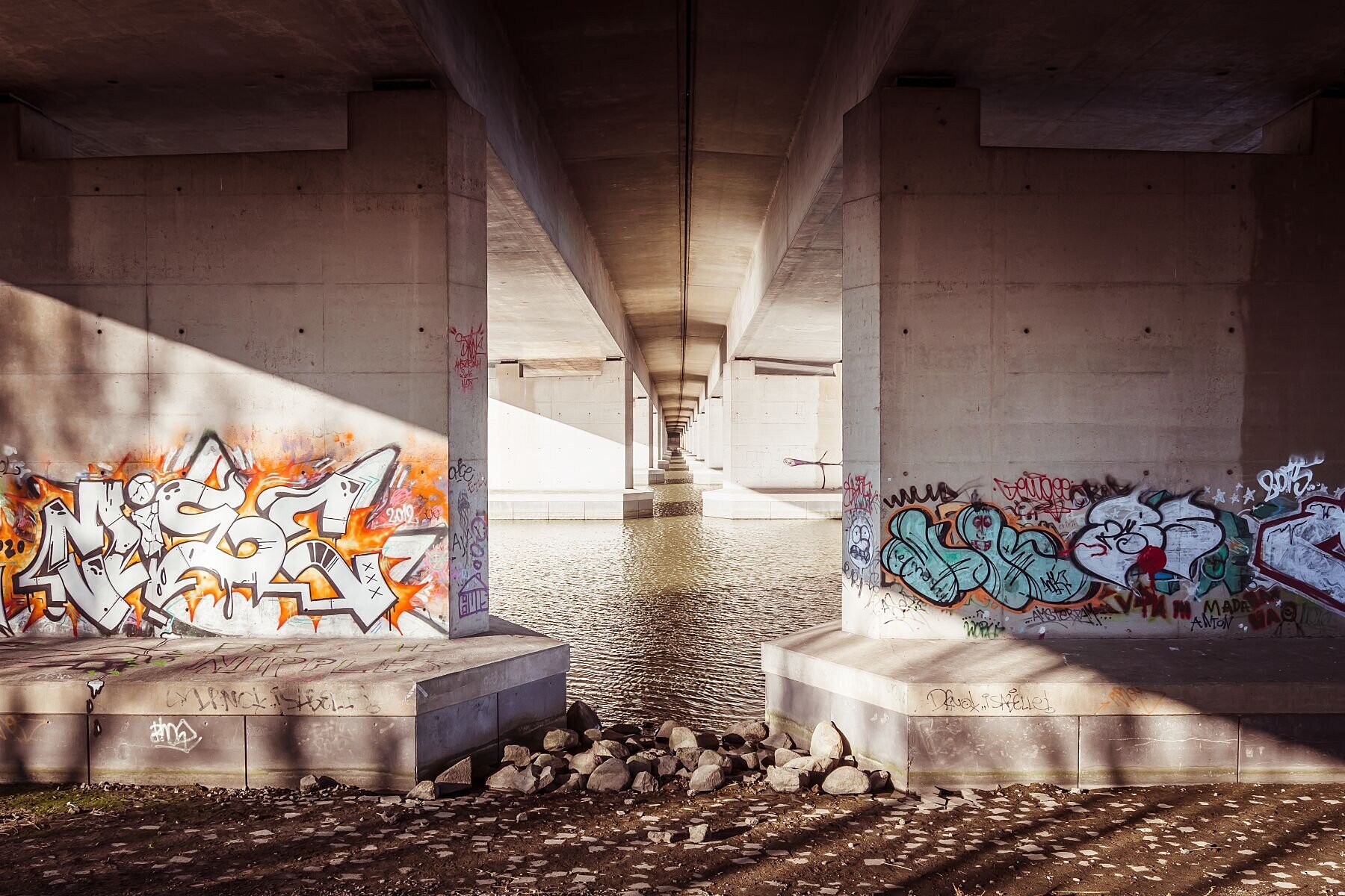Wall art - Graffiti under the bridge in Amsterdam