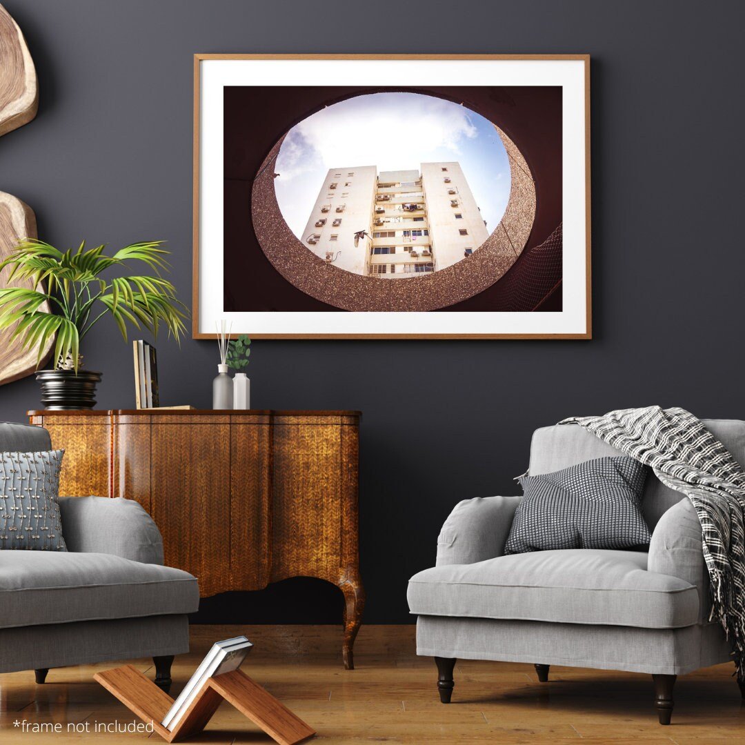 Wall art - The pigeon's view poster, architecture, Tel Aviv, Brutalism
